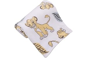 Disney Lion King Super Soft White, Yellow, Green Simba Leaves French Fiber Baby Blanket
