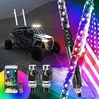 Vista 1 de CO LIGHT Luces LED en espiral de 4 pies, control remoto y aplicación, patrones de persecución de luz blanca pura y RGB con señales de marcha atrás