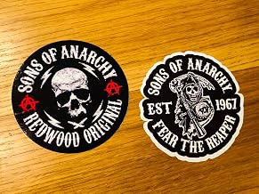 2 x SONS OF ANARCHY MOTORCYCLE STICKERS V8 MC SOA SAMCRU 1% Chopper Se45