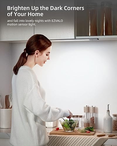 Miniatura 2 de EZVALO Luces para debajo del gabinete, luz con sensor de movimiento para interiores, inalámbrica, recargable, luz nocturna para cocina, escaleras,