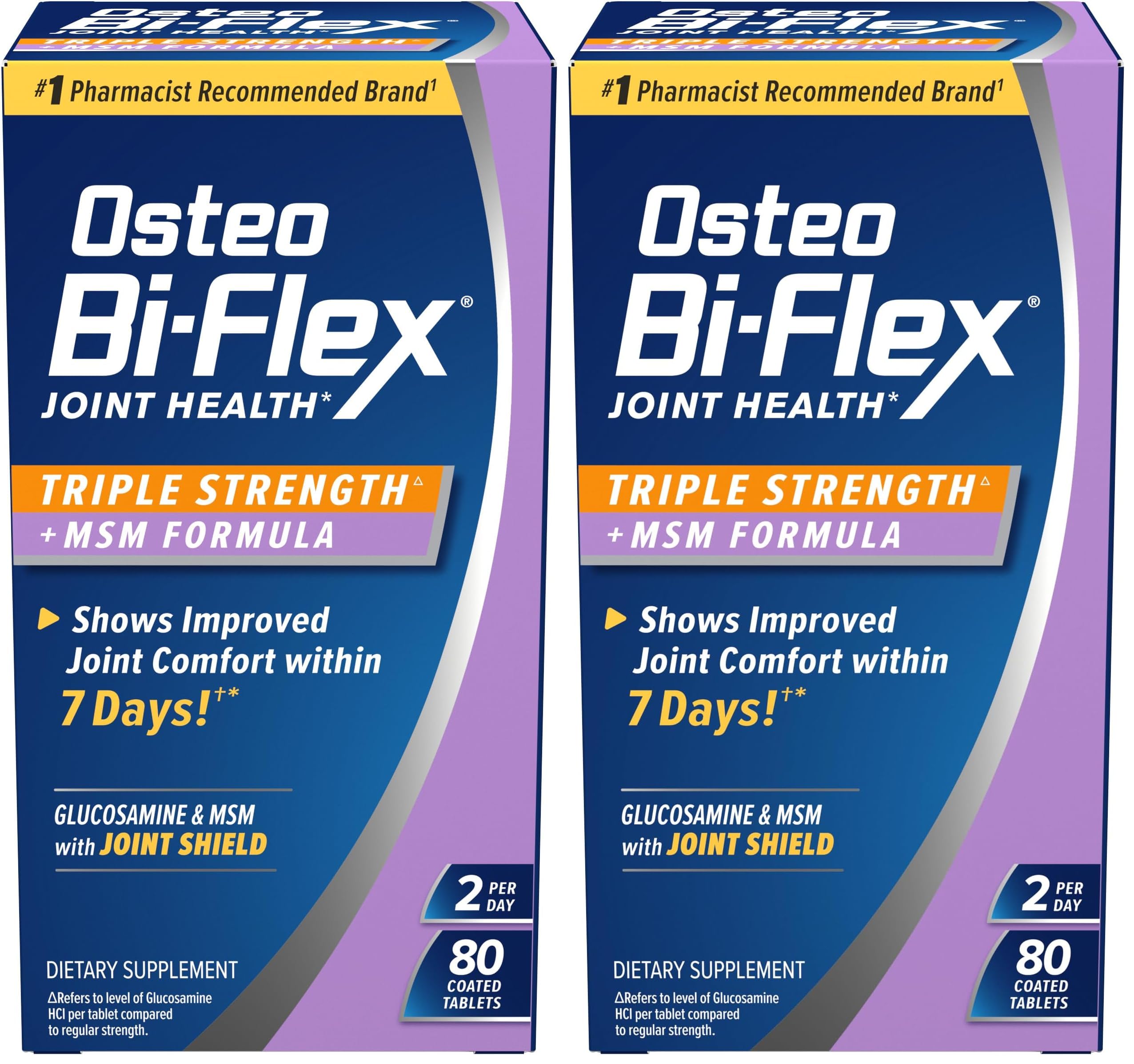 Osteo Bi-Flex Triple Strength(5) with MSM, Glucosamine Joint Health Supplement, Coated Tablets, 80 Count (Pack of 2)