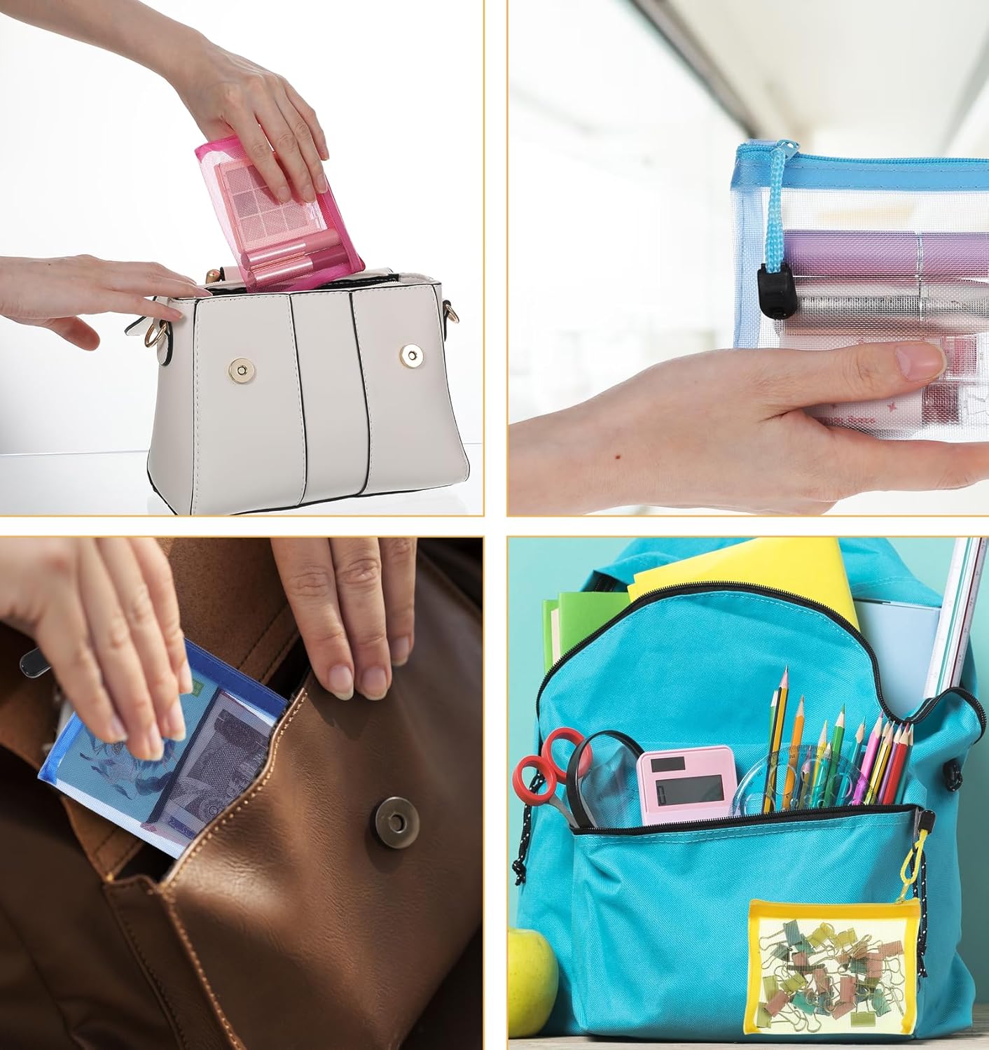 7Pcs Small Mesh Pouch with Zipper, 5" x 4" Mini Travel Mesh Zipper Pouches for Purse Mini Organizer Pouches Perfect for Daily Toiletries Cosmetic Lipstick, Durable Nylon Pouch - Image 6