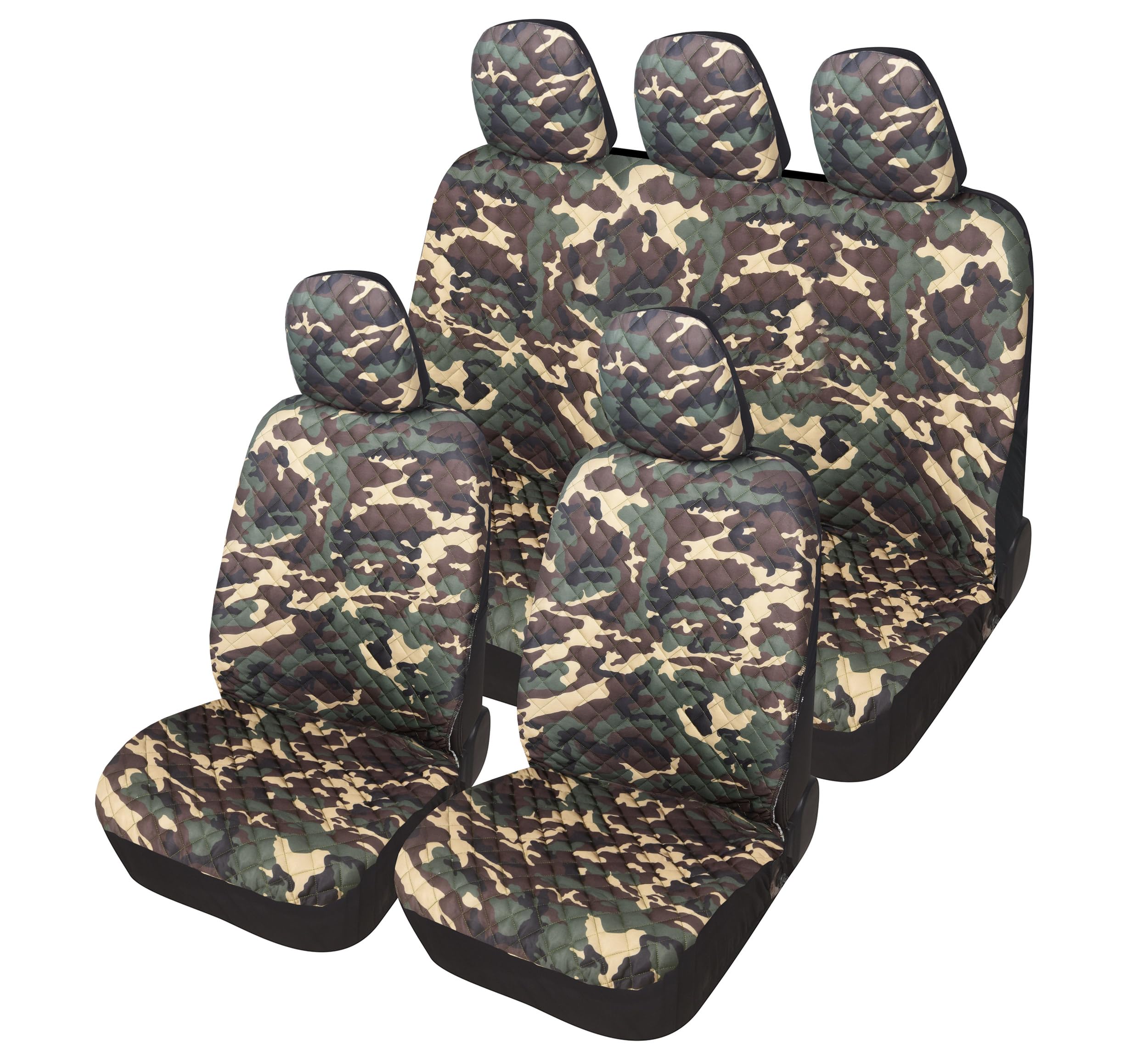 Auto Accessori Lupex A21 Housses de siège Auto universelles Avant et arrière (Ensemble Complet, Camouflage Vert)