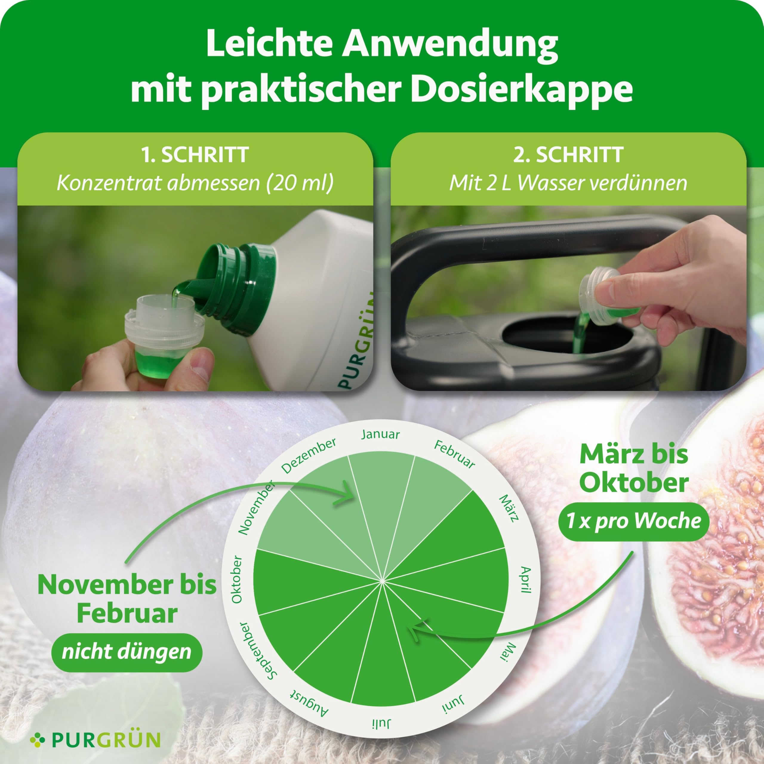 Bio-Feigendünger 1 Liter – Schnelles, gesundes Wachstum – Mit Algenextrakt & Vinasse – Extra Kalium für saftige & süße Feigen – Für den Bio-Anbau – Konzentrat für 100 Liter Gießwasser
