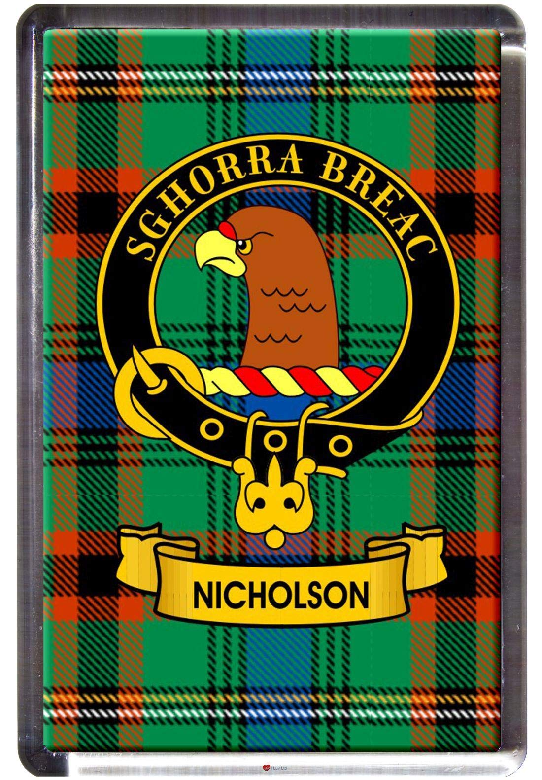 I Luv Ltd Nicholson Clan Tartan Fridge Magnet With Scottish Clan Crest On Clear Acrylic Base