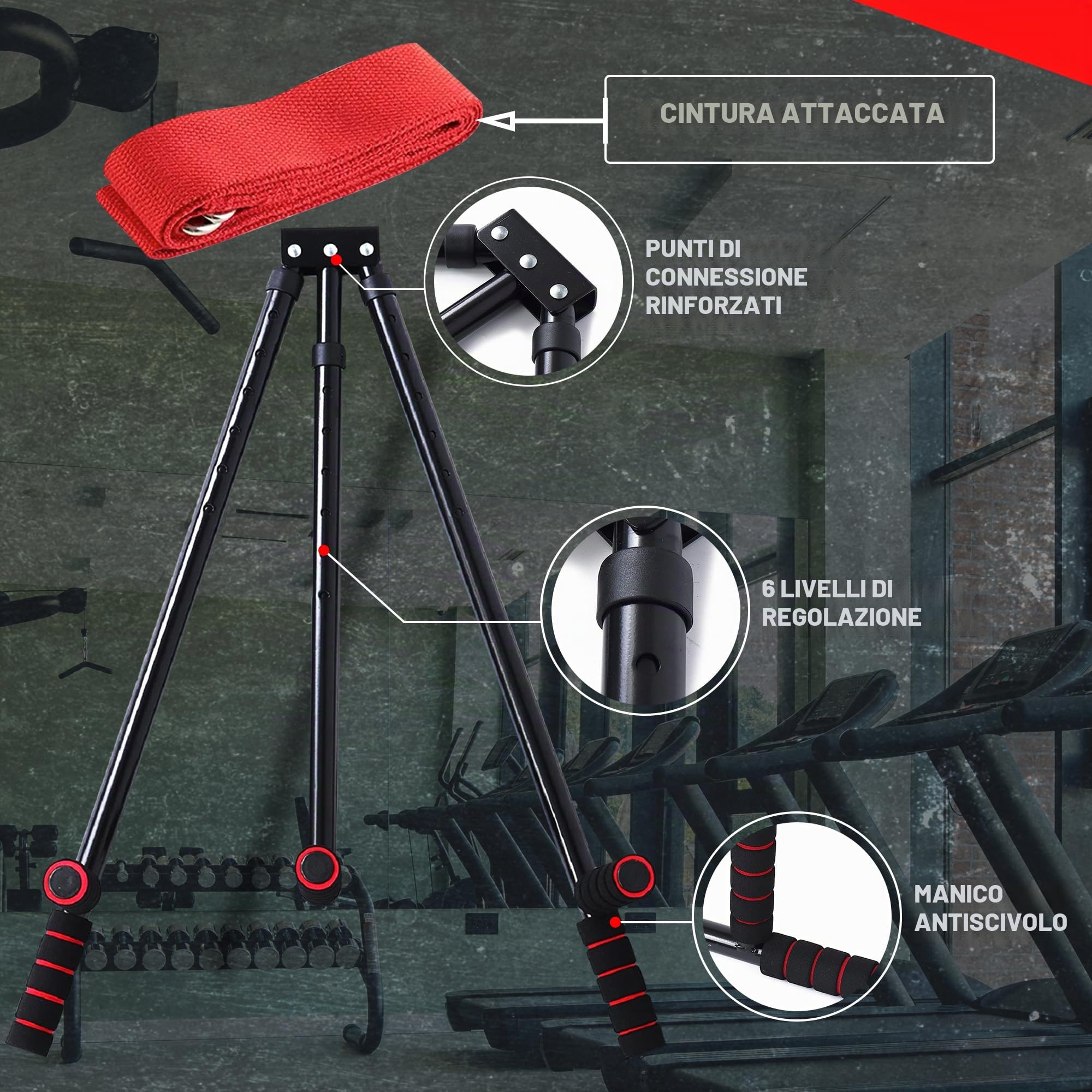Divaricatore Gambe per Stretching fino a 180° - Regolabile 6 Livelli Attrezzo Interno Coscia per Spaccata, Stretching Attrezzi, Collo del Piede Attrezzo Danza e Arti Marziali, Acciaio Inox