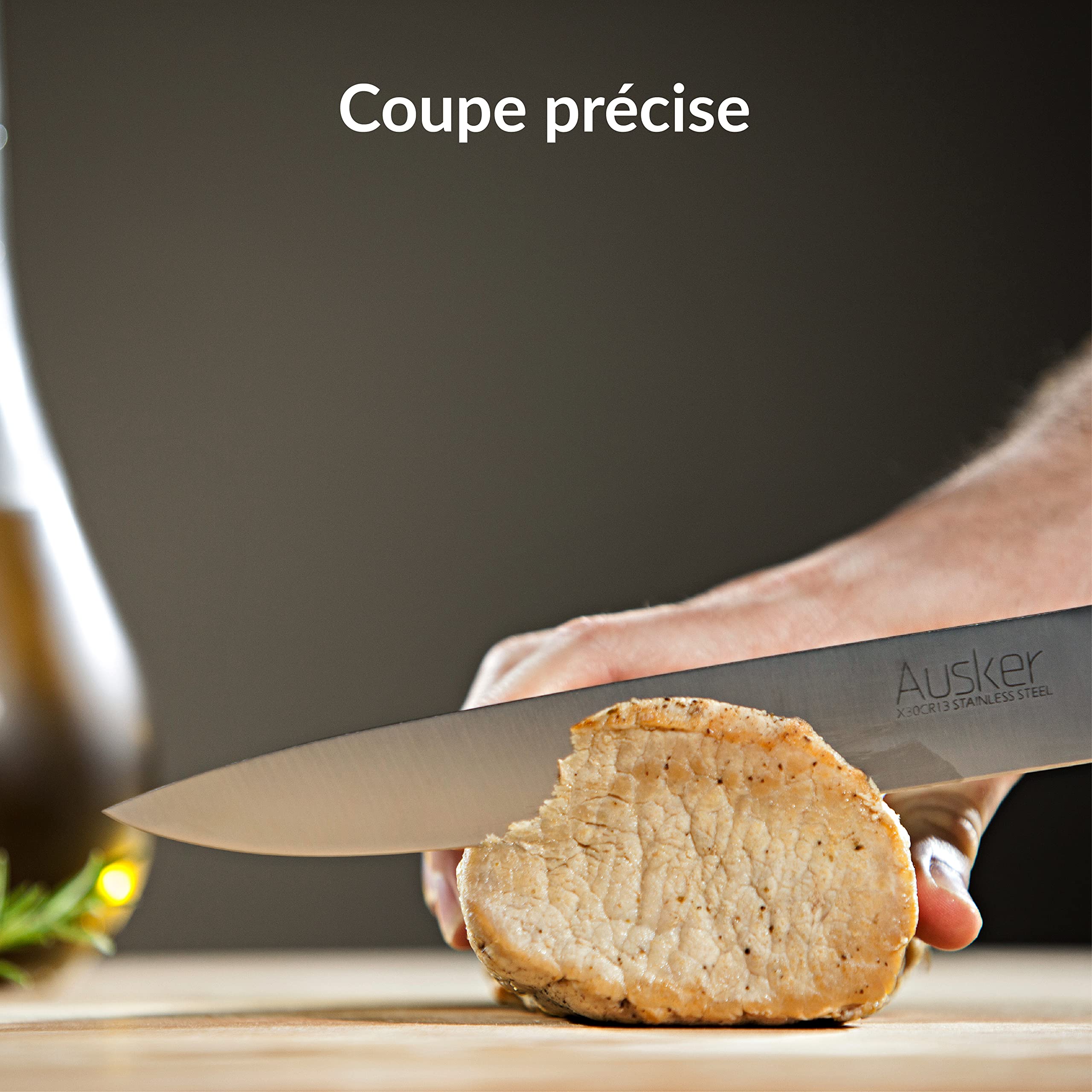 Bloc de Couteaux avec jeu de Couteaux en Acier Inoxydable, Couteau de Chef, Santoku, d'Office, Multifonctions, à Pain et à Viande avec Aiguiseur - Set de 6