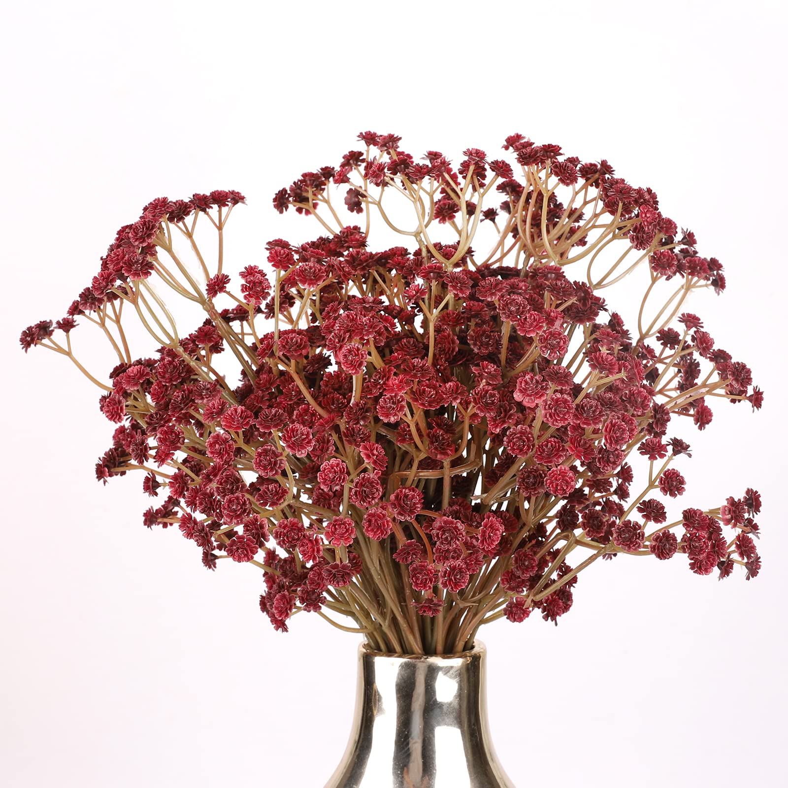 N&T NIETING 10Pcs Gypsophila Artificial Flowers, Red Baby Breath Flowers Artificial Fake Gypsophila for Christmas Thanksgiving Party Table Centerpieces Flower Arrangements