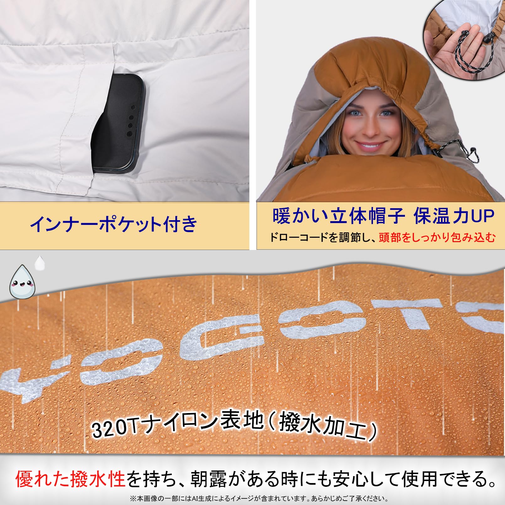 Amazon.co.jp: 【YOGOTO】 ダウン 寝袋 冬用 マミー型 シュラフ 600FP