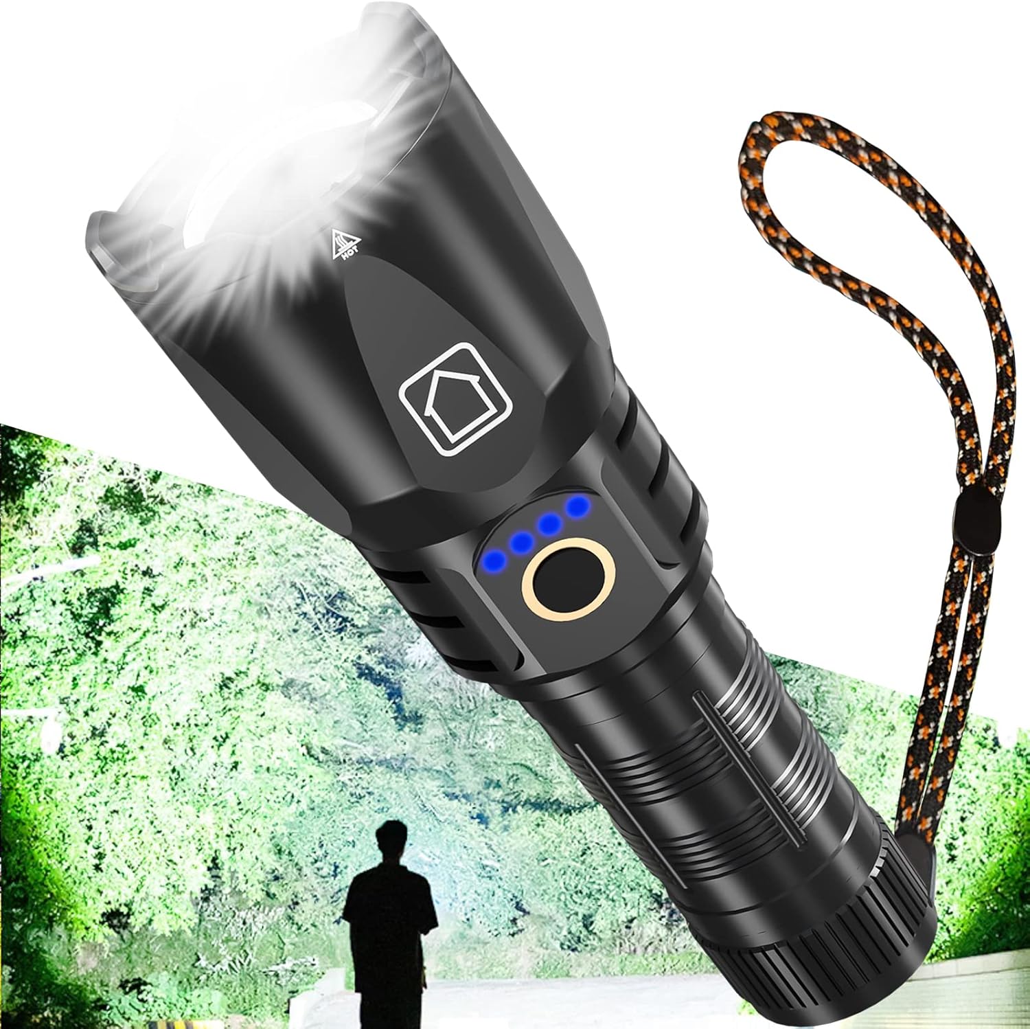 Rechargeable Flashlights 2000 High Lumens, Super Bright LED Flashlight W/Zoomable 5 Modes, Powerful Handheld Flashlight for Camping Emergency, Waterproof Tactical Flashlights
