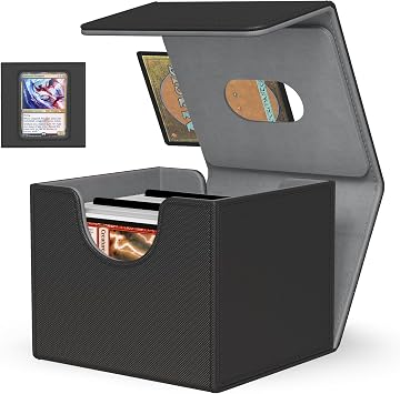 Kabinka MTG Deck Box with Window, Commander Deck Box for Trading Cards, Holds 110+ Double Sleeved Cards, Fits TCG CCG EDH Black