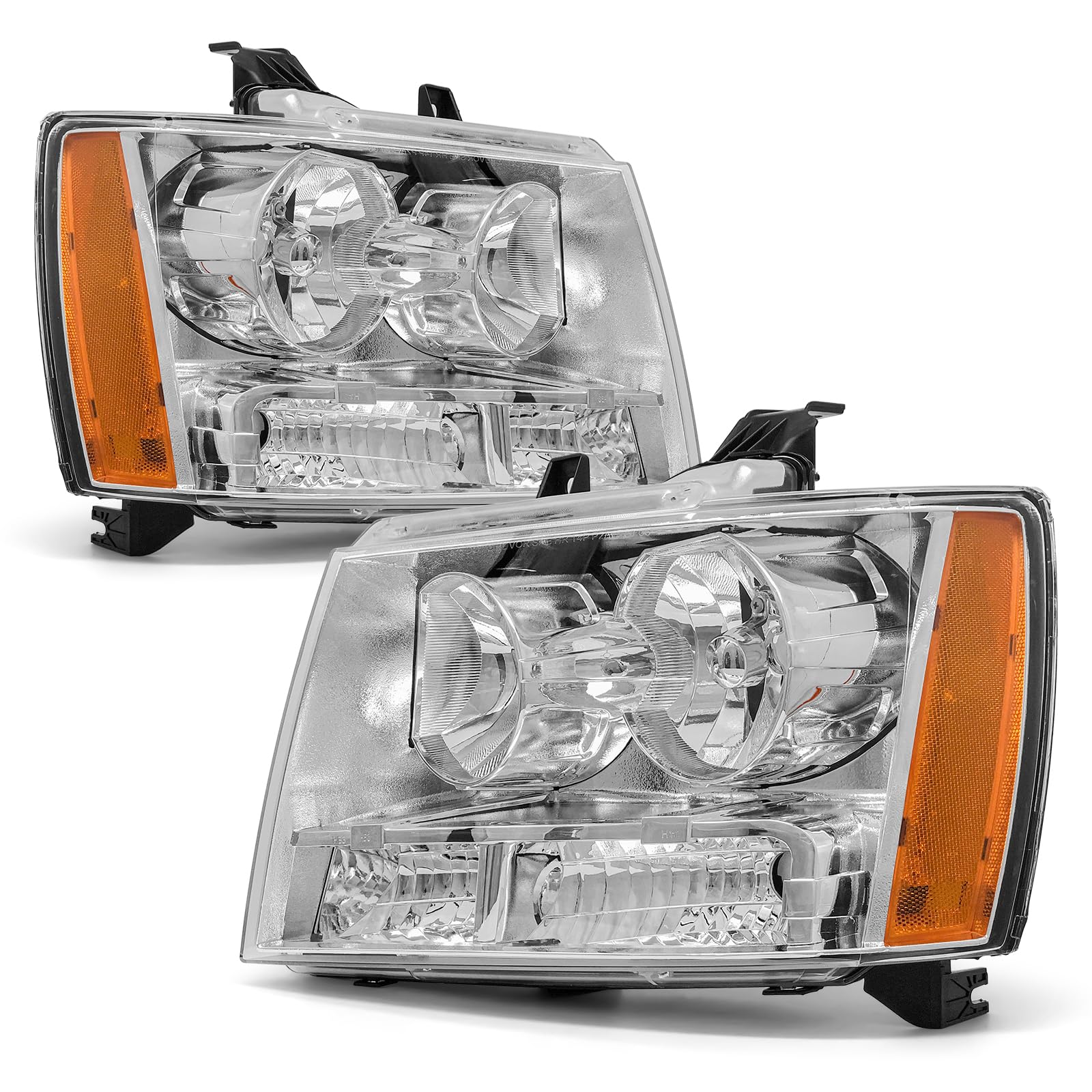 Photo 1 of AXLAHA Headlights for 2007 2008 2009 2010 2011 2012 2013 2014 Chevy Avalanche/Tahoe/Suburban 1500/Suburban 2500 Chrome Housing Amber Reflector Replacement