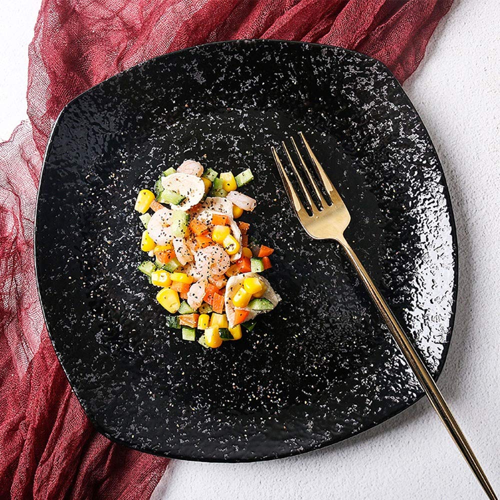 Zestaw 2 misek na sałatkę, zastawa stołowa w stylu japońskim, talerz do sushi, czarny talerz do sałatki barbecue, kreatywny ceramiczny talerz obiadowy,
