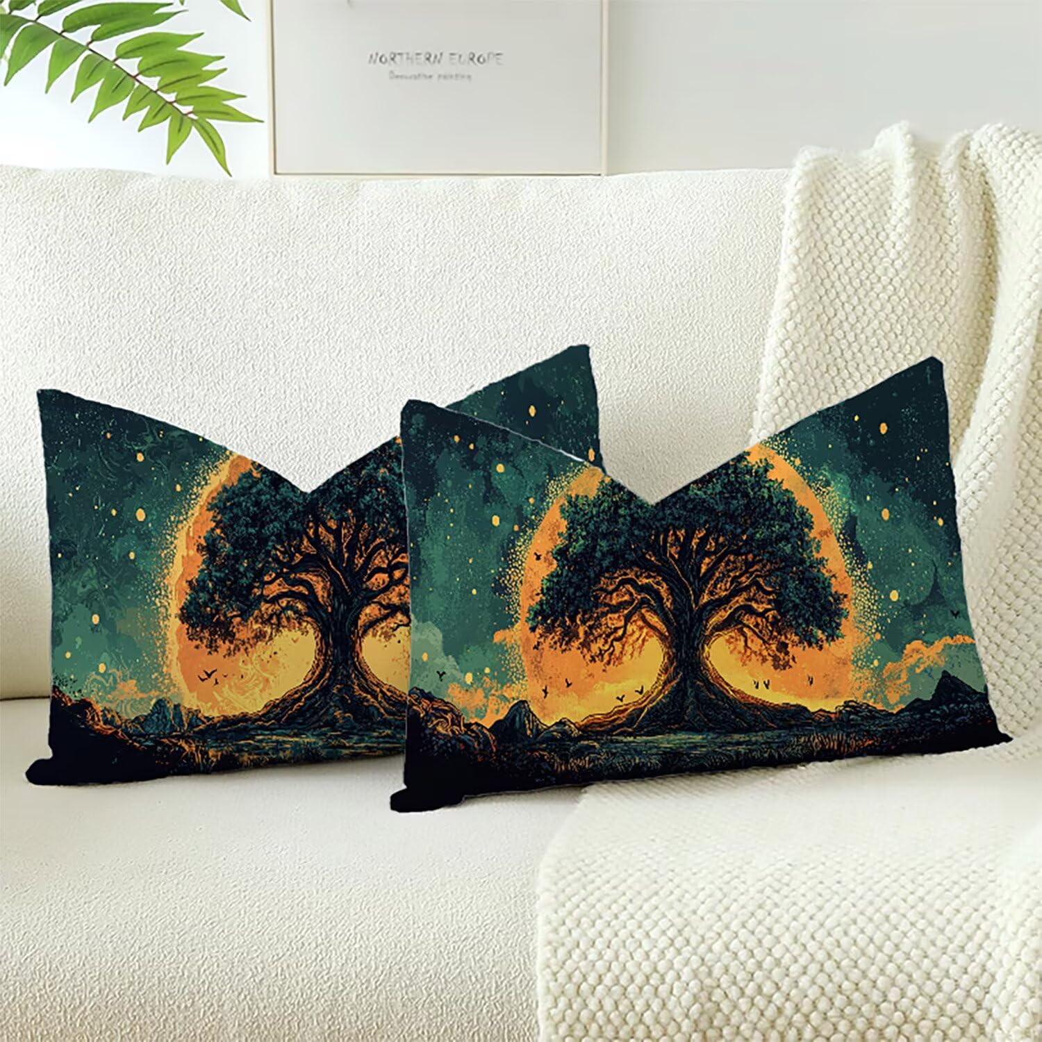 Velours housses de coussins doux arbre de vie 60x40cm canapé chic