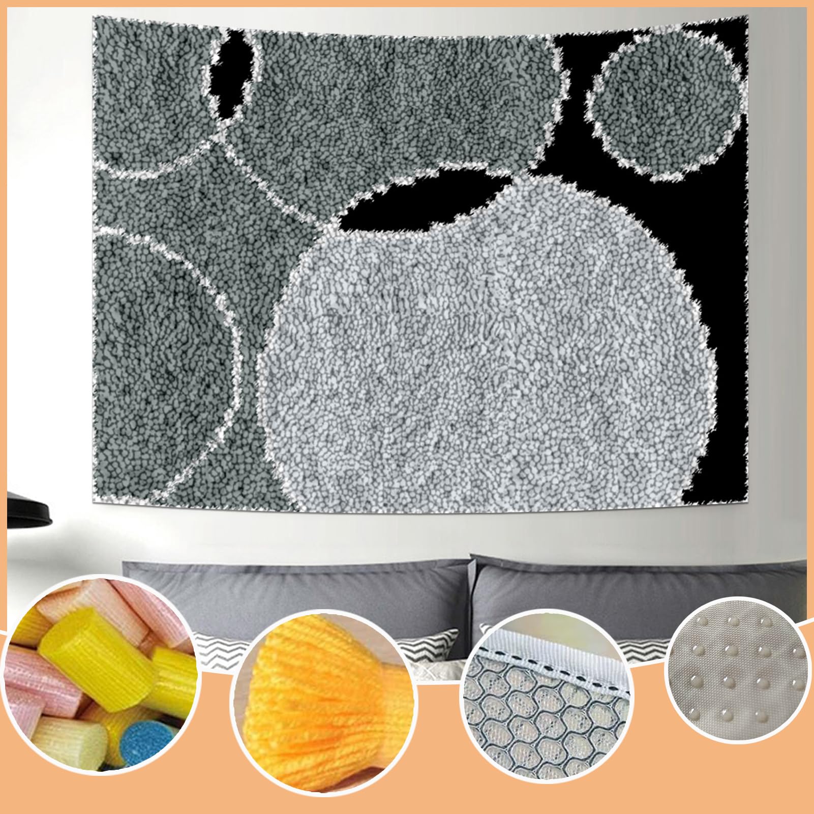 Knüpfteppich Zum Selber Knüpfen Groß, Knüpfhaken-Sets für Anfänger, Vorgedrucktes Muster Leinwand Teppich, Stickerei Handwerk Für Erwachsene Handarbeiten DIY Teppich 61x87 cm
