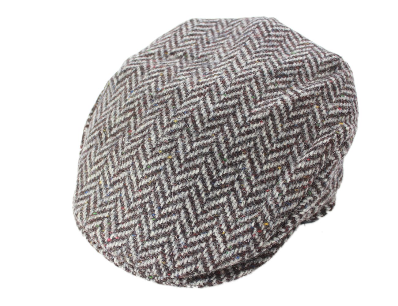 Herringbone Flat Cap Tweed Grey Hanna Hats Ireland Large
