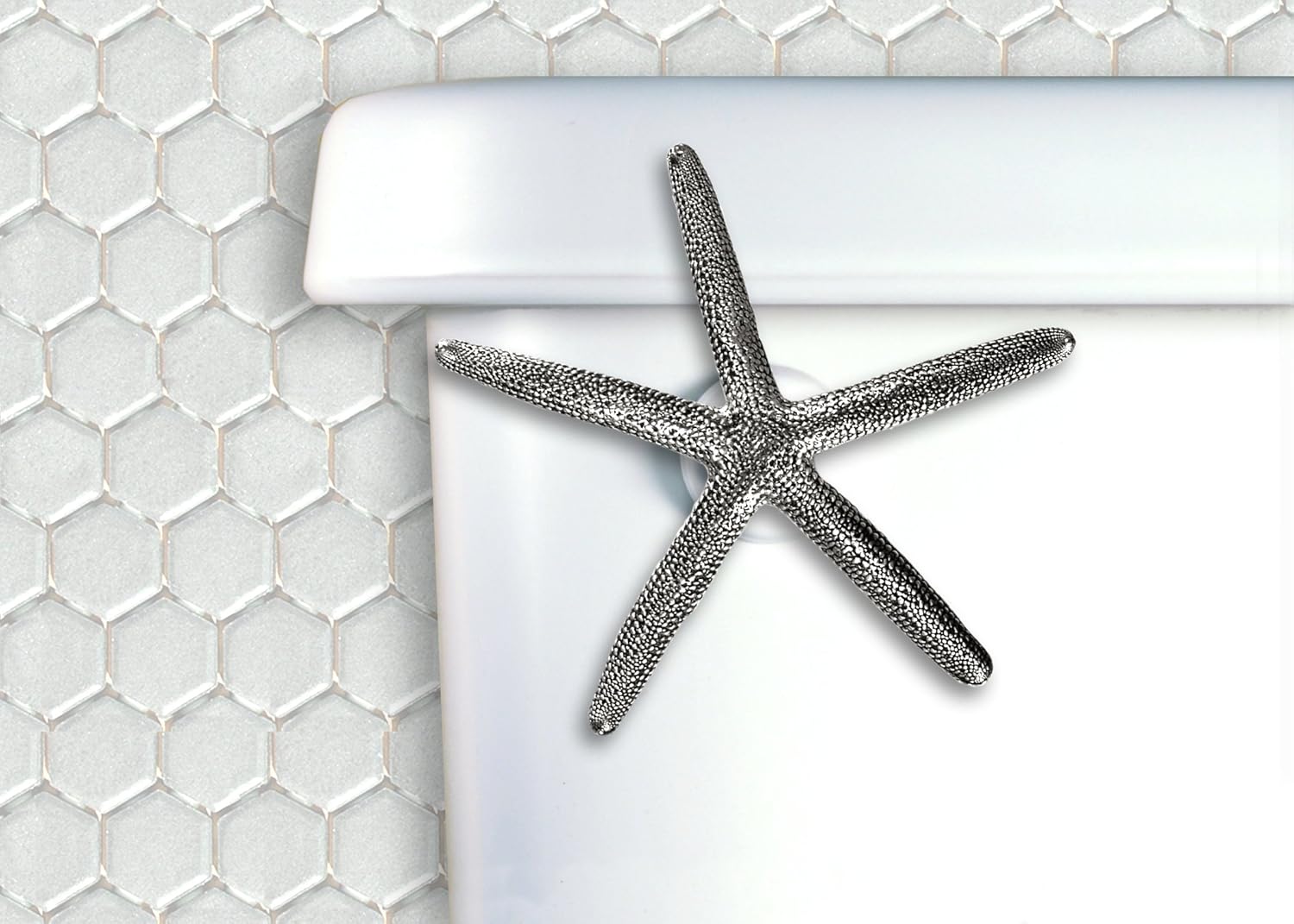 Starfish Toilet Flush Handle Front Mount in Satin Pewter