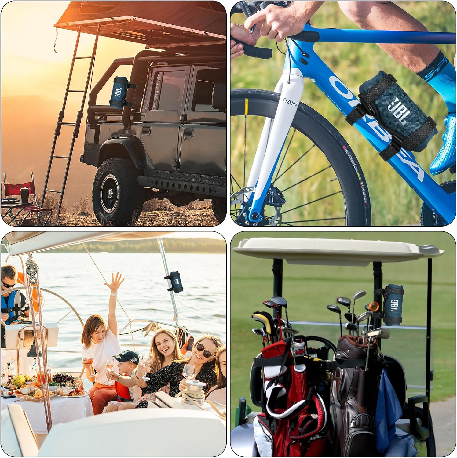 TXEsign Portable Speaker Mount for Bike/Golf Cart/Boat Railing, Adjustable Strap Bike Speaker Holder Attachment for JBL Charge 5/Charge 6/Flip 5/Flip 6/Flip 7/Beats Pill - Image 7