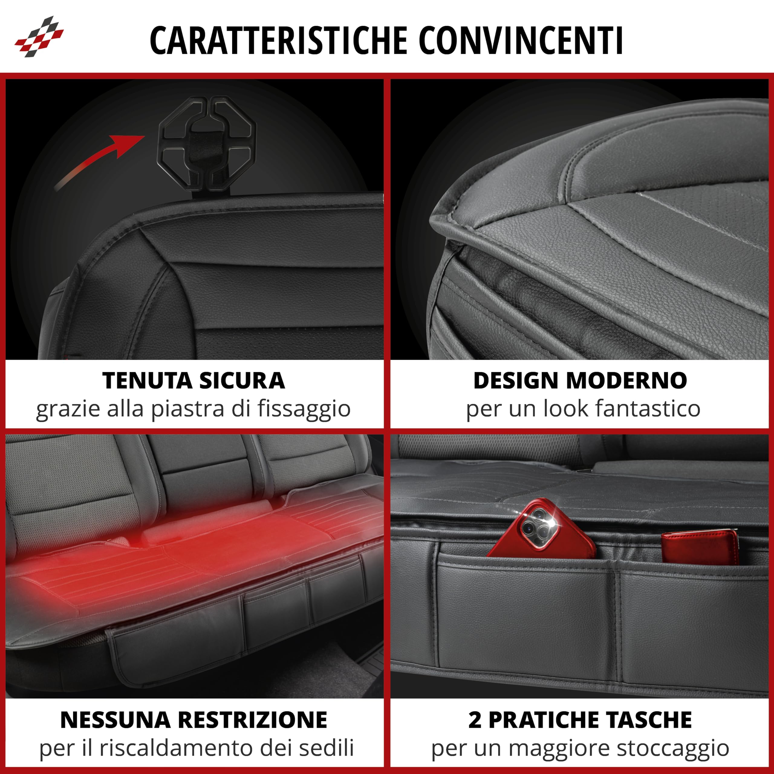 WALSER Coprisedile Auto Fernando, Coprisedile Auto Sedile Posteriore, Rivestimento Veicolo 1 pezzo, Rivestimento Veicolo Sedile Posteriore Art Pelle, Copertura Vettura