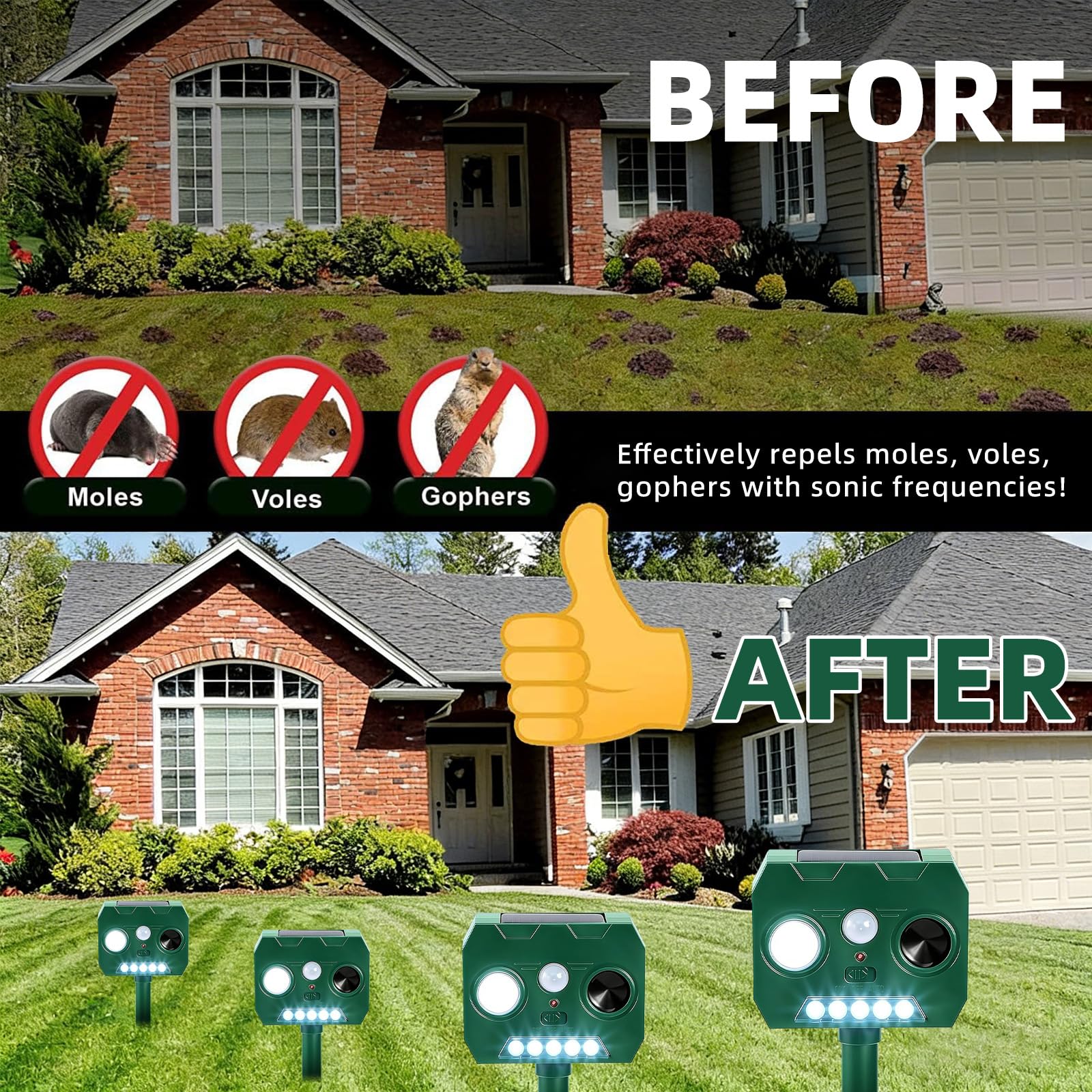 2 Pezzi Dissuasore Gatti, Repellente per Volpi Ultrasonico Solare con Luce LED, 12m 120° Dissuasori per Piccioni Giardino IP65 Impermeabile per Gatti Martore Volpi Cani Procioni