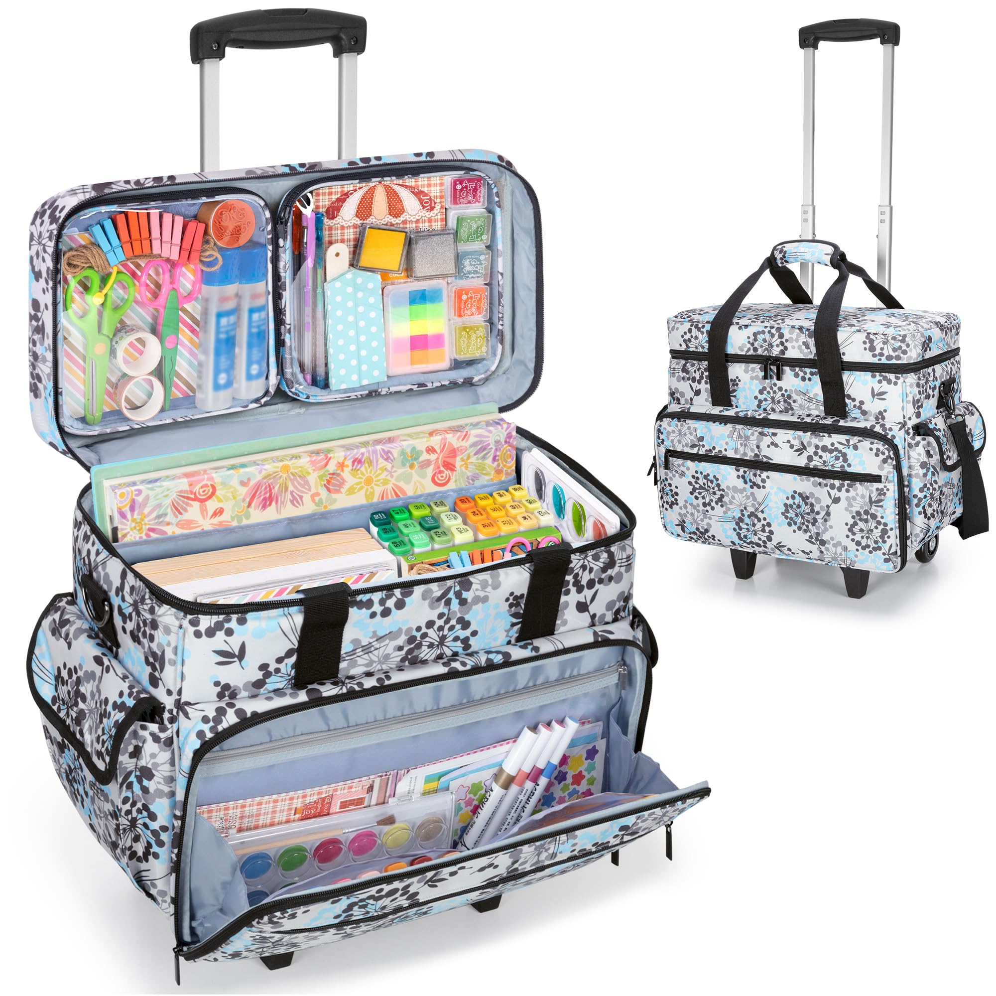 Teamoy Sac à roulettes pour Album-Souvenir avec Roues Amovibles, Sac pour matériel Artistique, Sac à roulettes pour Artiste, Artisan ou Enseignant,Pissenlit