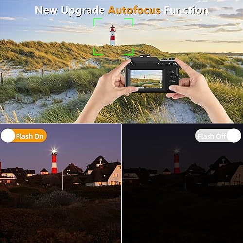 Miniatura 4 de Cámaras digitales 4K para fotografía  lovpo 56MP Autofocus Vlogging Cámara para YouTube con lente frontal y trasera, zoom 18X, cámara WiFi de punto