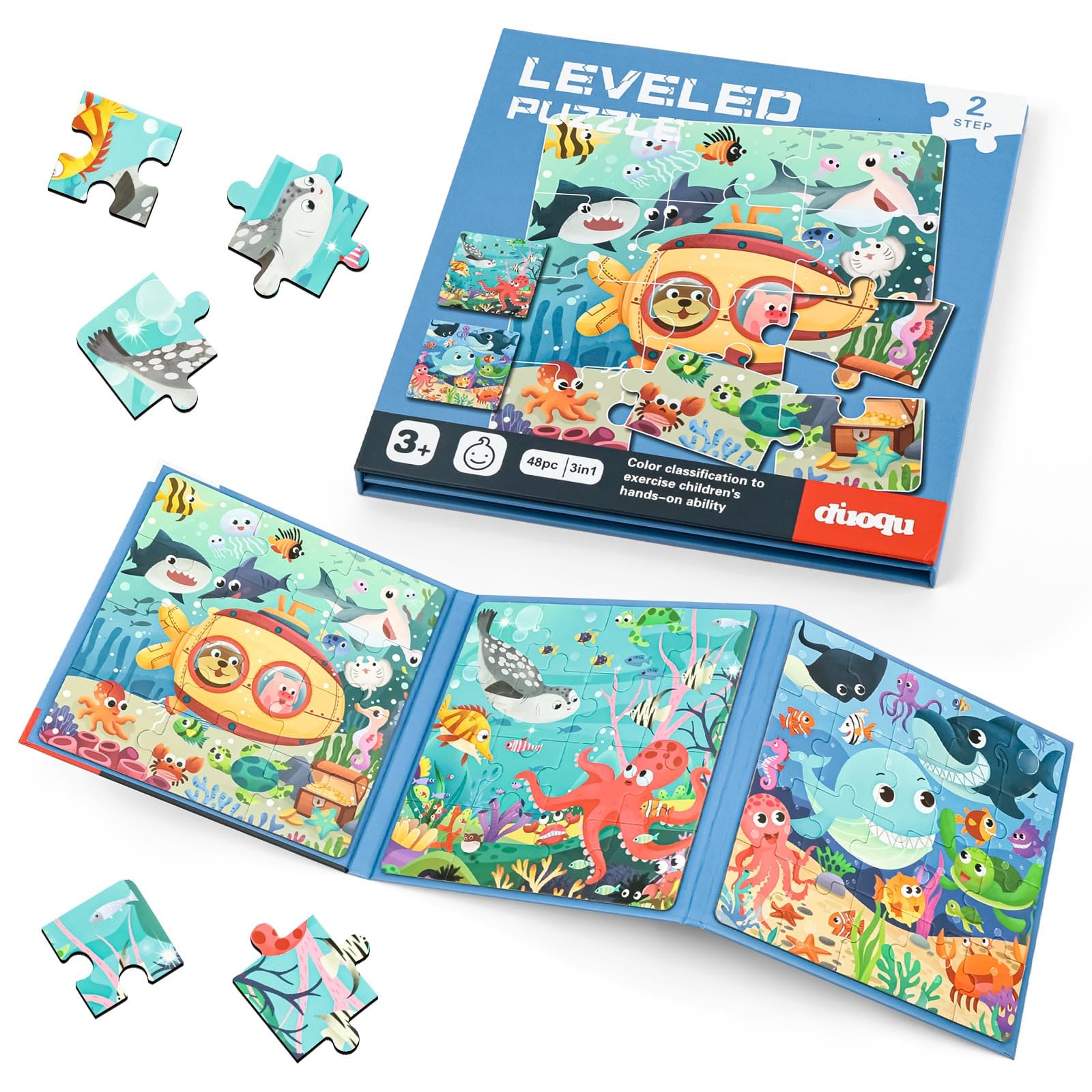 Aolso Puzzle Magnetici Giochi per Bambini 3-7 Anni, Giocattolo Montessori, Puzzle Animali Magnetico Gioco,Giochi da Viaggio per Bambini 2 Anni-Esplorazione Sottomarina