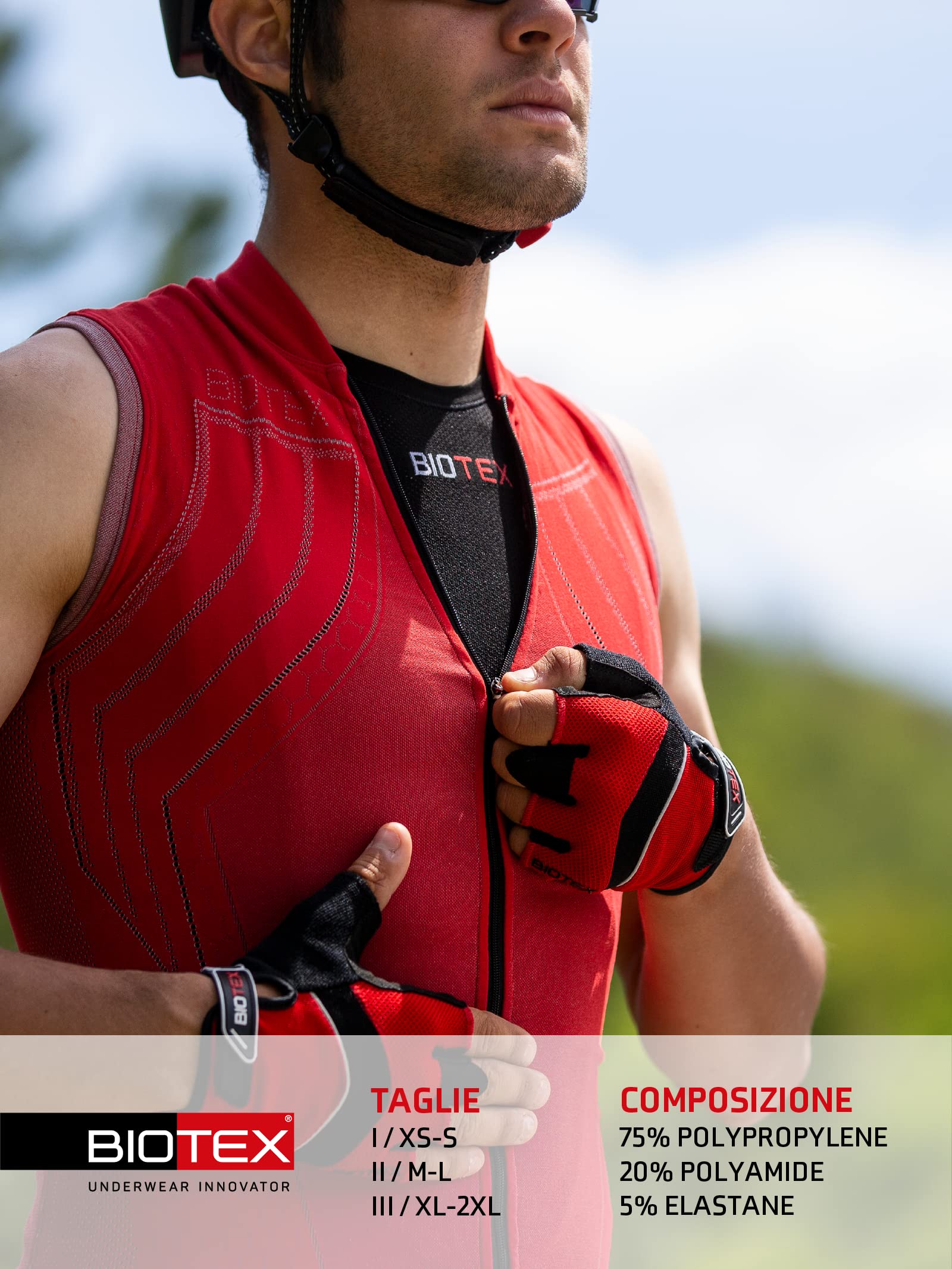 BIOTEX Canotta Rete Sun Traspirante Unisex per Ciclismo e Running, Intimo Tecnico Sportivo Ideale per L'Estate