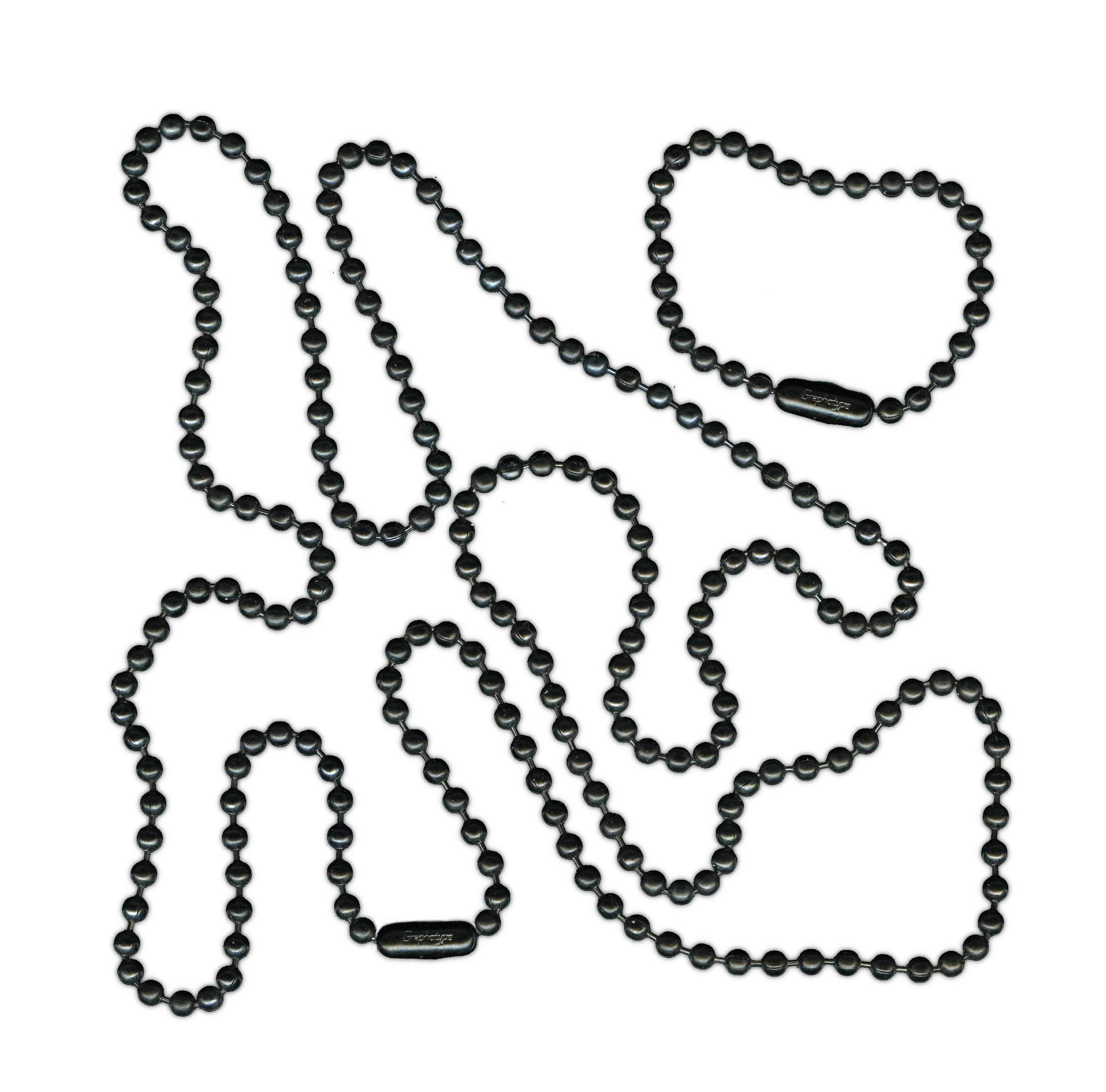 Graphotype™ US Special Forces black PVD/DLC coated stainless steel dog tag chain set - 69cm & 11.5cm chains with connectors