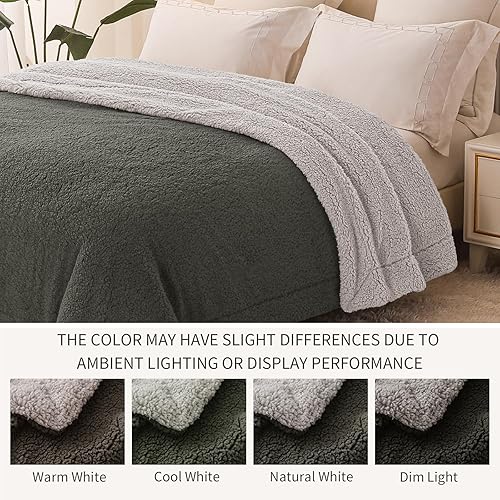 Miniatura 5 de Exclusivo Mezcla Manta reversible de forro polar Sherpa de tamaño individual, manta de felpa suave para sofá y cama, mantas gruesas y cálidas para