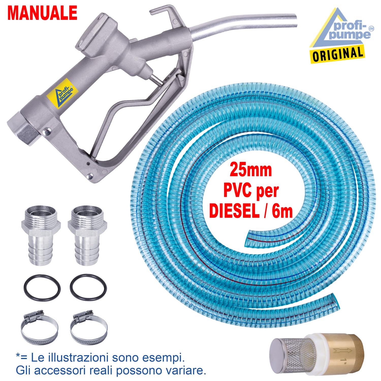 POMPA GASOLIO POMPA DIESEL DA 230V POMPA AUTOADESCANTE STANDARD-4 con TUBO di 6m, PISTOLA DI ALLUMINIO e ACCESSORI di qualità! POMPA ASPIRAZIONE POMPA TRAVASO GASOLIO con INTERRUTTORE di EMERGENZA!