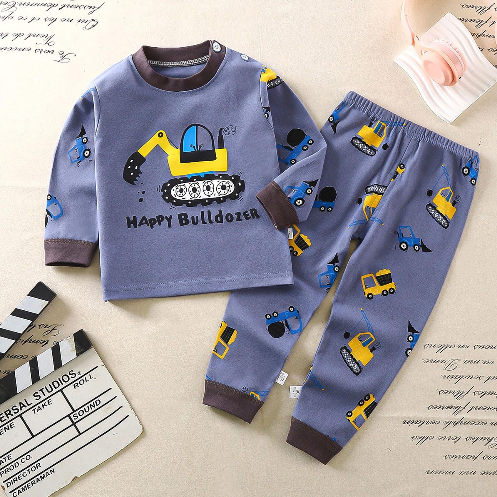 Ensemble de Pyjama Garcon, Ensemble 2 pièces pour garçon Confortable décontracté vêtements de détente Tout-Petits Enfants 2 à 8 Ans Tissu Doux élastique Maison Quotidien col Rond