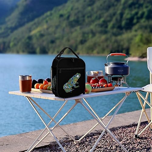 Miniatura 8 de Tribe Tattoo Frog - Bolsa de almuerzo aislada para mujeres y hombres, reutilizable, bolsa de mano para trabajo y viajes