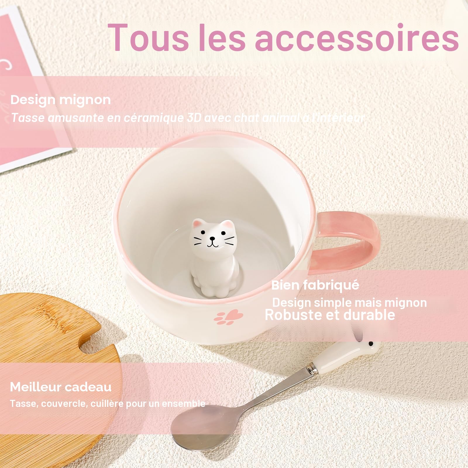 BigNoseDeer Cadeau Femme Mug Chat Cadeaux Anniversaire Femme Fille Tasse A Cafe Cadeaux Fete Des Meres Tasse Chat Cadeau Noel Tasse A The Choses mignonnes pour Nounou Maman Maitresse
