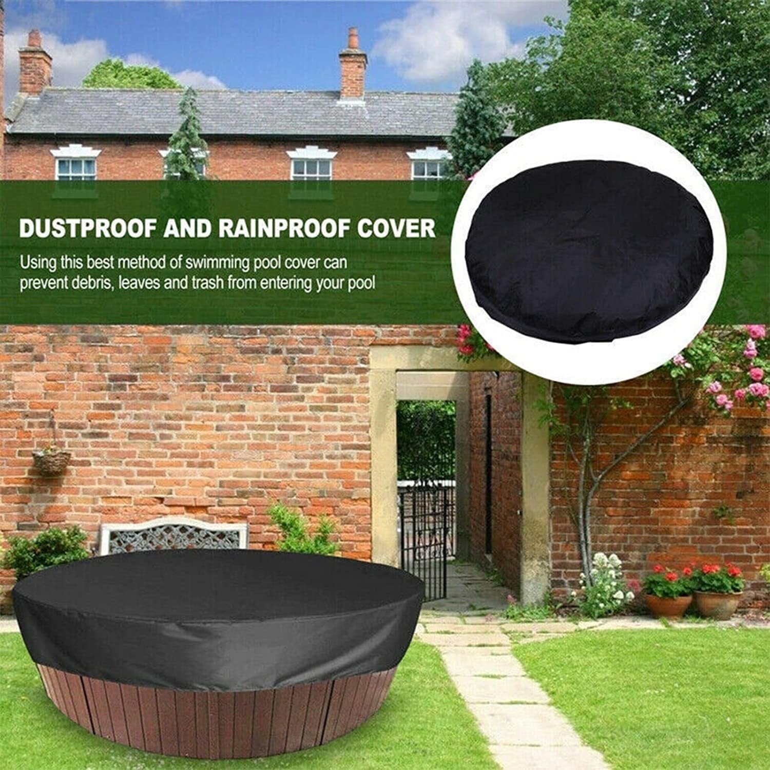 Ronde Hot Tub Cover vervanging winter Spa Cover geïsoleerde Waterdichte Outdoor 210D Zwembad Cover Ronde UV-bestendige Hot Tub Protector Weerbestendig voor Hard Weer Grijs 366x30cm