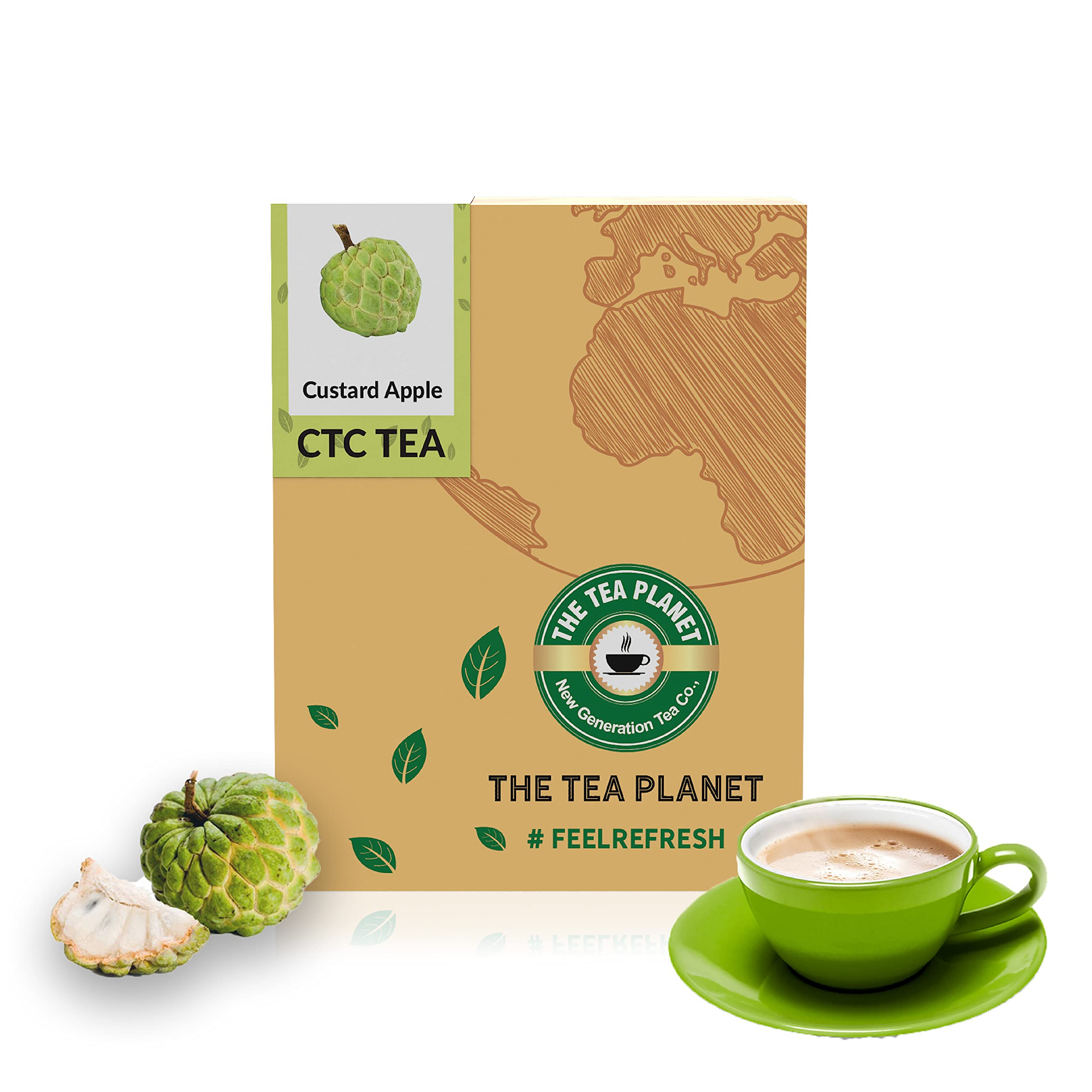 THE TEA PLANET - CTC Assam Custard apple chai|Assam chai & Custard Apple Flavor|Delicious Custard apple infusion|Superior ingredients tea, straight from the tea estates|Perfect for Iced Tea & coolers (100g)