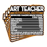 (4Pcs) Art Teacher Vinyl Decal Sticker – Nutritional Facts Quote for Laptops, Water Bottles, Cars, Bumpers, Toolboxes – Gift for Coworker, Office, Birthday, Christmas – Waterproof Vinyl, Easy Peel