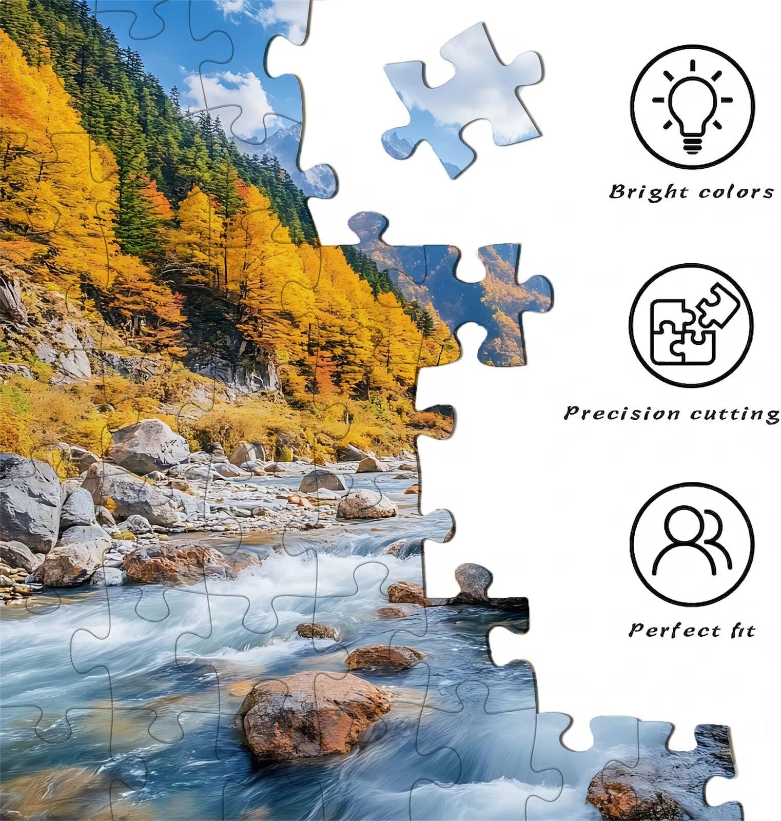 Puzzle 1500 elementów dla dorosłych, leśna rzeka Trudne i kolorowe drewniane puzzle, duża łamigłówka 87 x 57 cm, gra antystresowa z plakatem, dekoracja ścienna do domu, prezent urodzinowy dla kobiet
