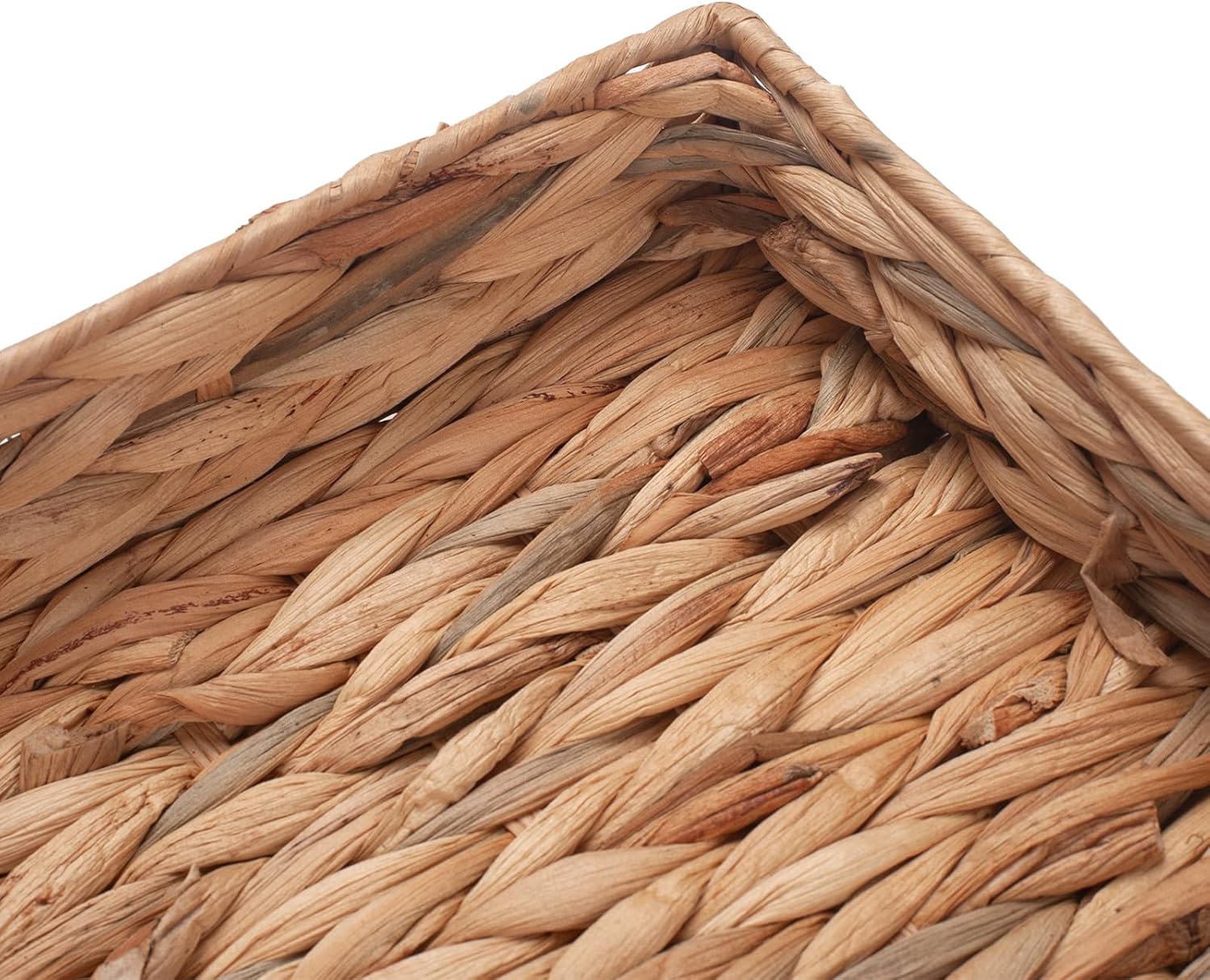 Water Hyacinth Rectangular Serving Tray for Coffee Table Natural Storage Baskets with Handles for Home and Kitchen Decor Set of 2 - Image 6