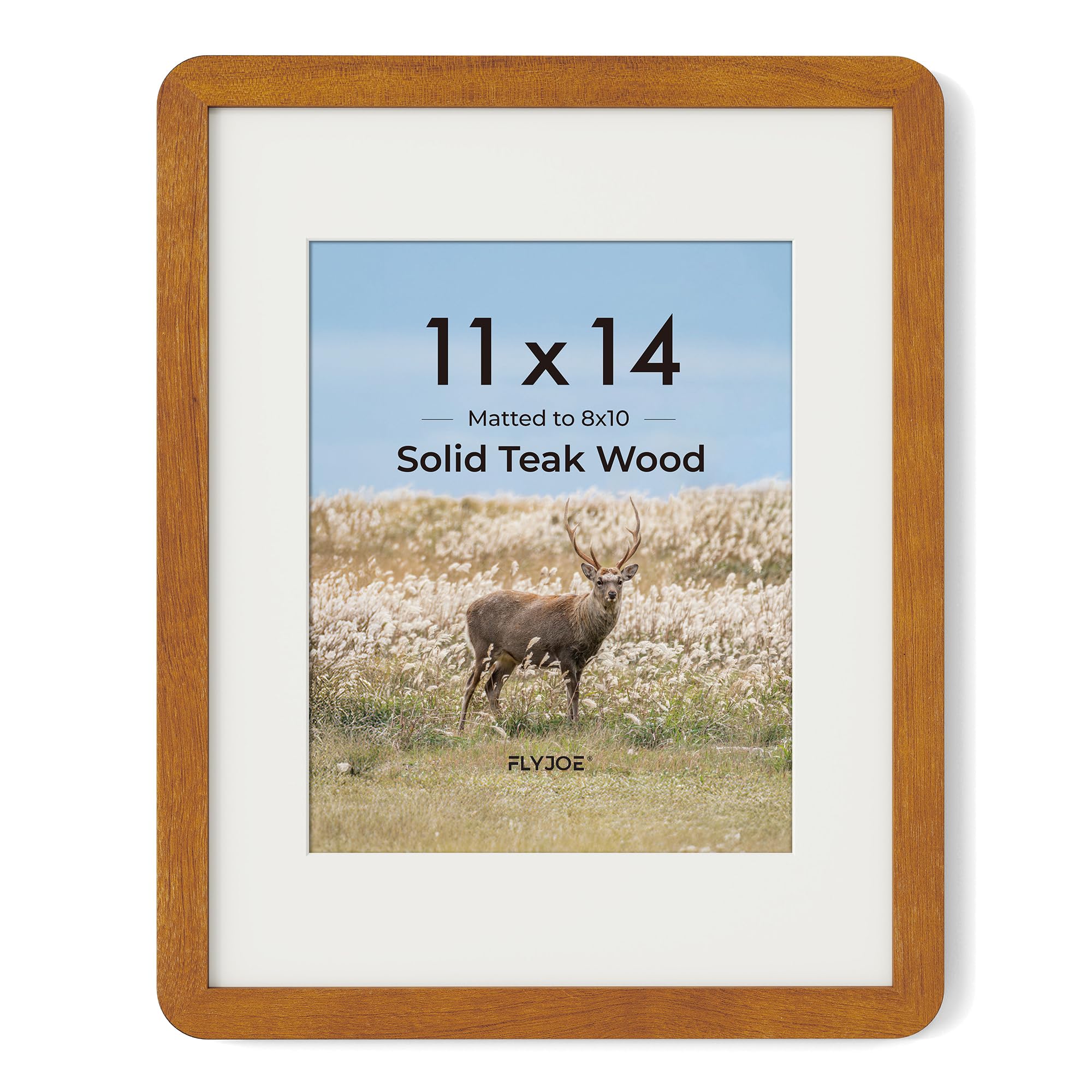 FLYJOE 11x14 Solid Teak Wood Picture Frame