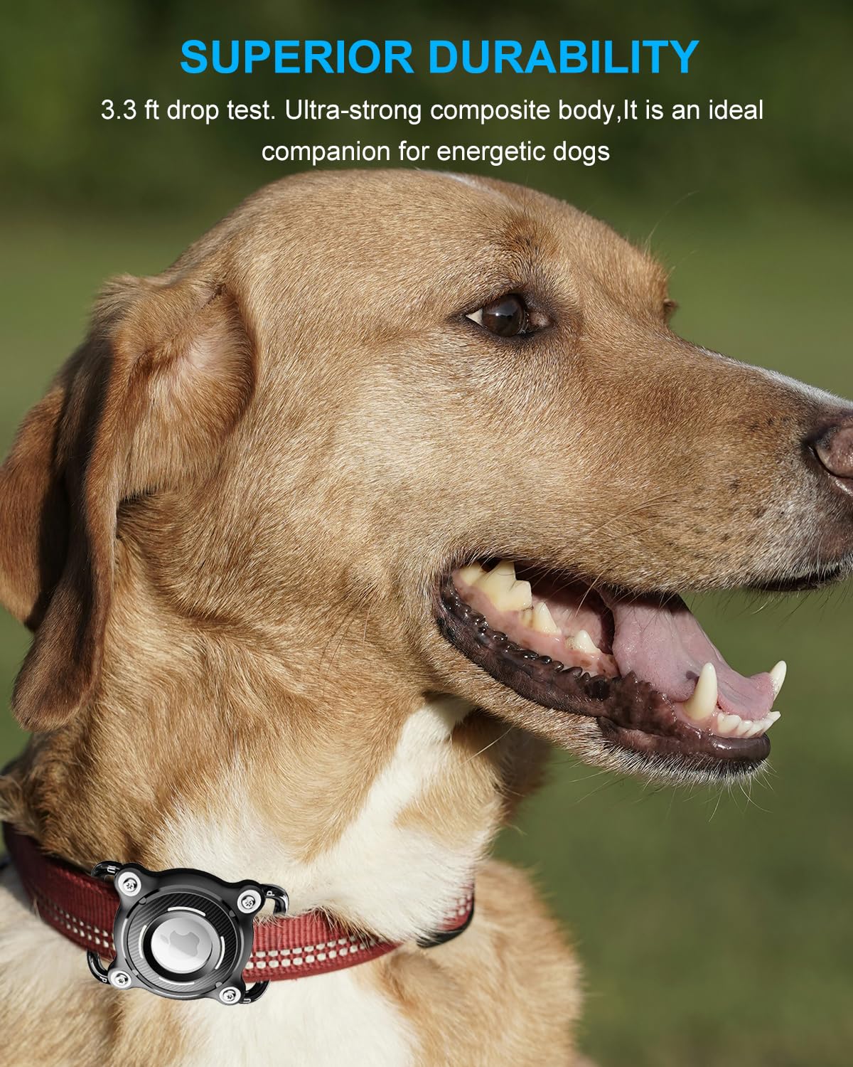 PUP COVE Air tag Dog Collar Holder - Dog Air tag Holder Waterproof, Air tag for Dogs Collar with Removable Metal Loop, Ultra Durable TPU, Lightweight, Fit 1.2'' Width Dogs Air Tags, Black