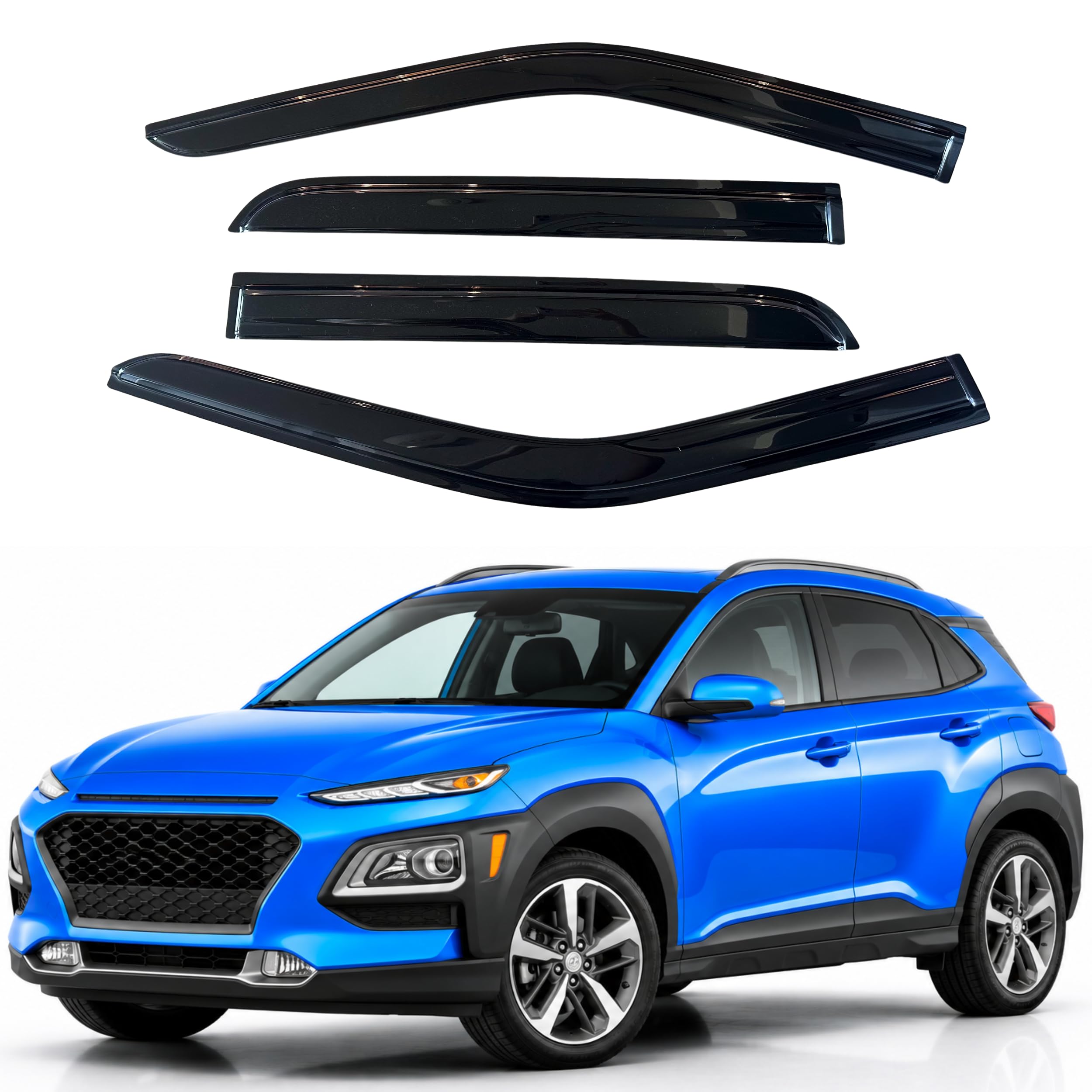 IG Window Visors Fit for 2018-2023 Hyundai Kona, Out-Channel Rain Guards Vent Wind Deflectors 4PC, Car Accessories for 18-23 Kona