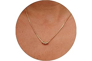 Galis Dainty Necklace for Women 14k Gold - 16" Bead Necklace