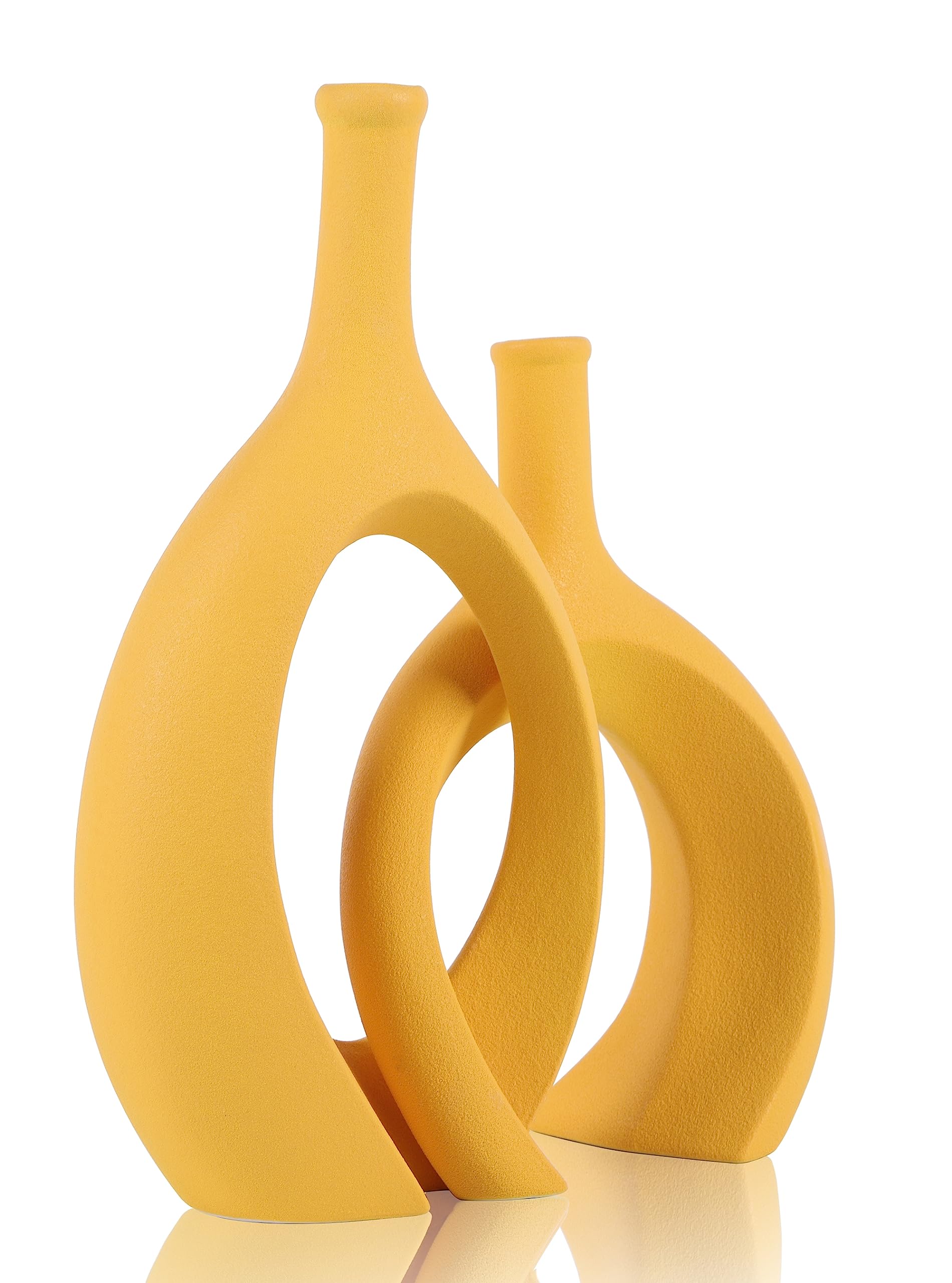 Vase en céramique jaune pour salon et chambre : ambiance bohème moderne