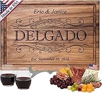 Straga Personalized Engraved Cutting Board - Custom Charcuterie Board Wedding Gift for Couples, Newlyweds, Anniversary, Housewarming - USA Handcrafted Walnut Mahogany