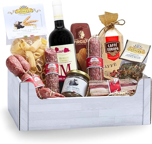 Speciale Italia Christmas Baskets - Gastronomic Christmas Basket Umbria and Surroundings, Christmas Gift Box with Typical Foods of the Umbria Region, 10 Pieces