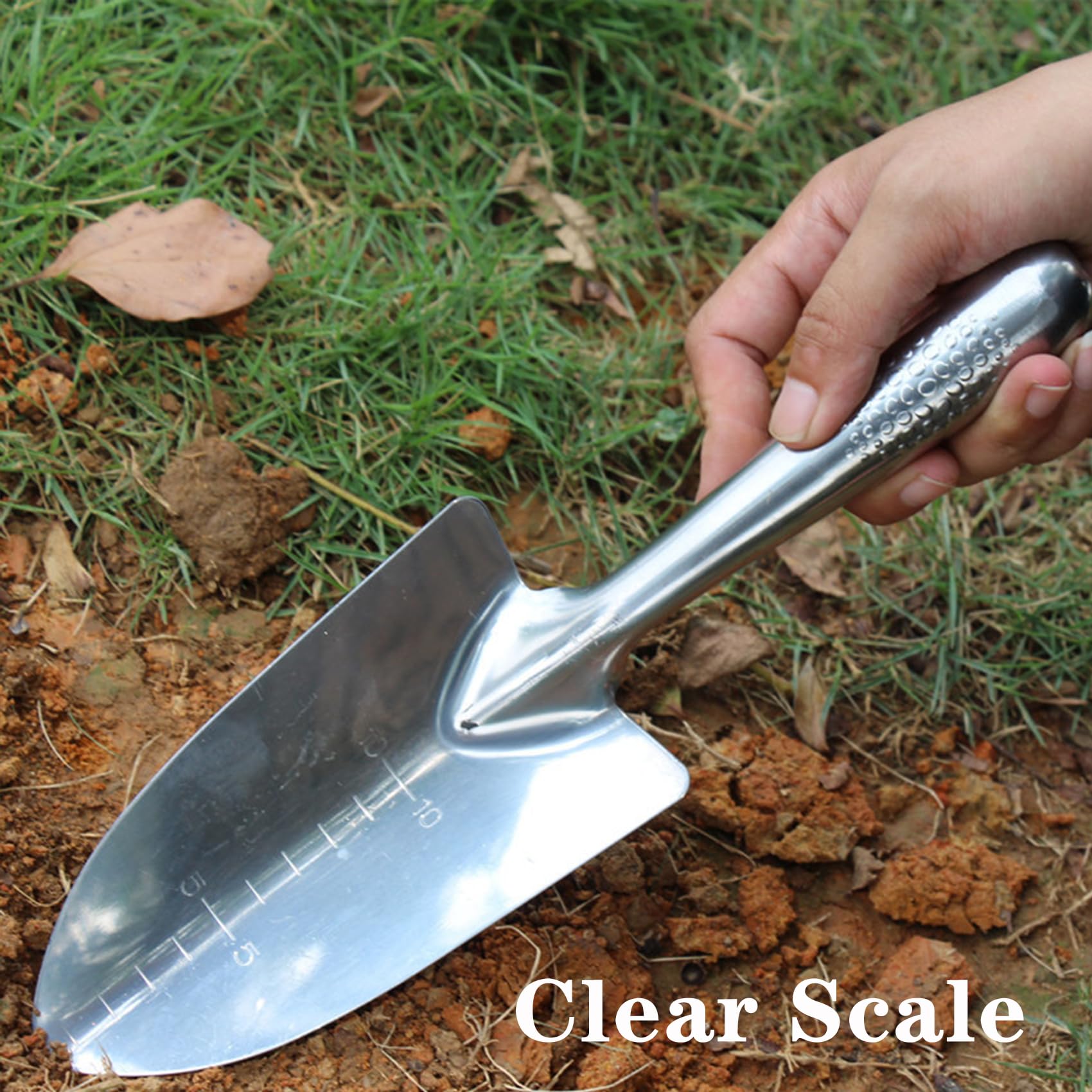 Cazzuola da giardino in acciaio inox, antiruggine, pala da giardino, vanga, piccoli attrezzi manuali, per diserbo, trapianto e scavo