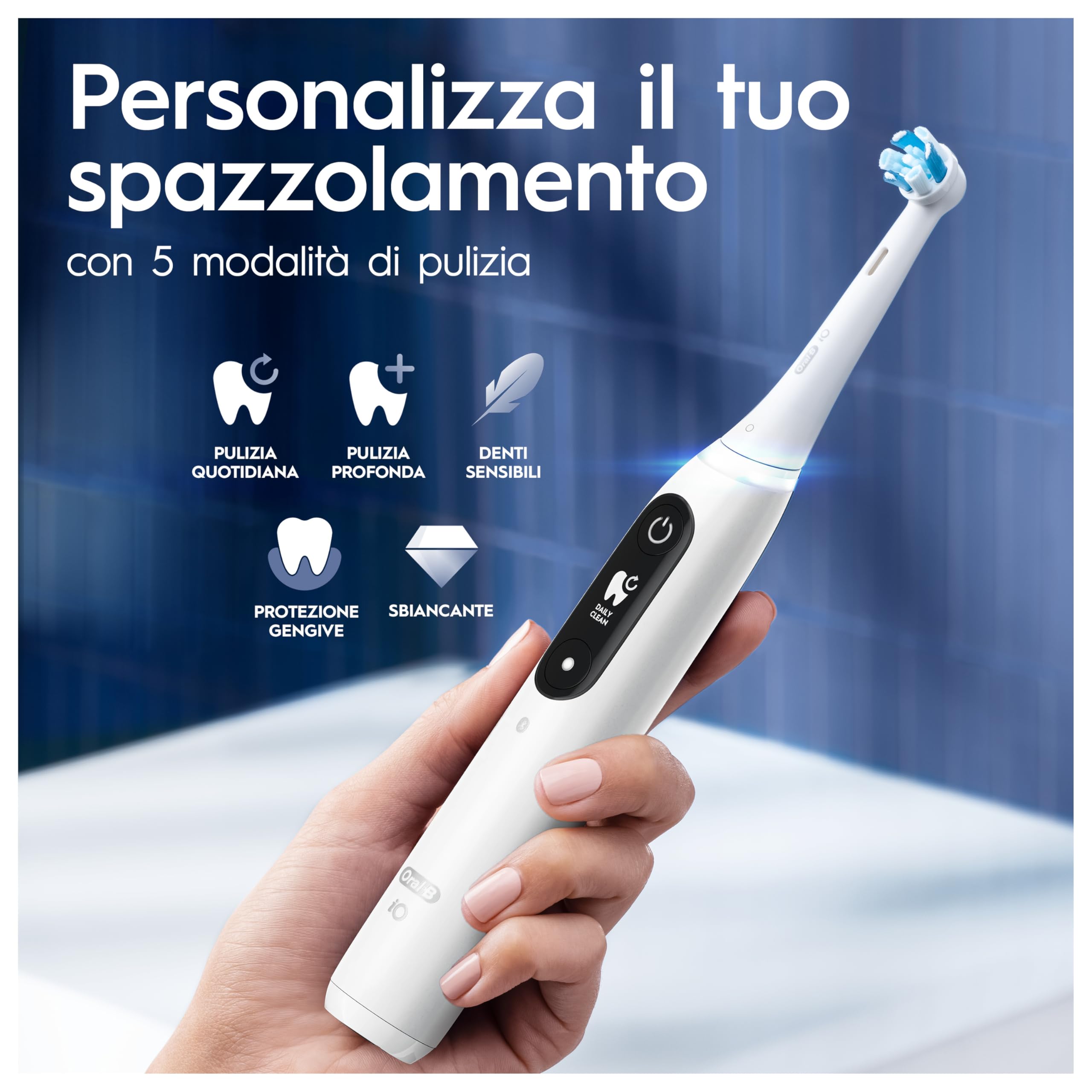 Oral-B Spazzolino Elettrico Ricaricabile iO 7N Bianco, 2 testine, 1 Custodia Da Viaggio. 1 Spazzolino
