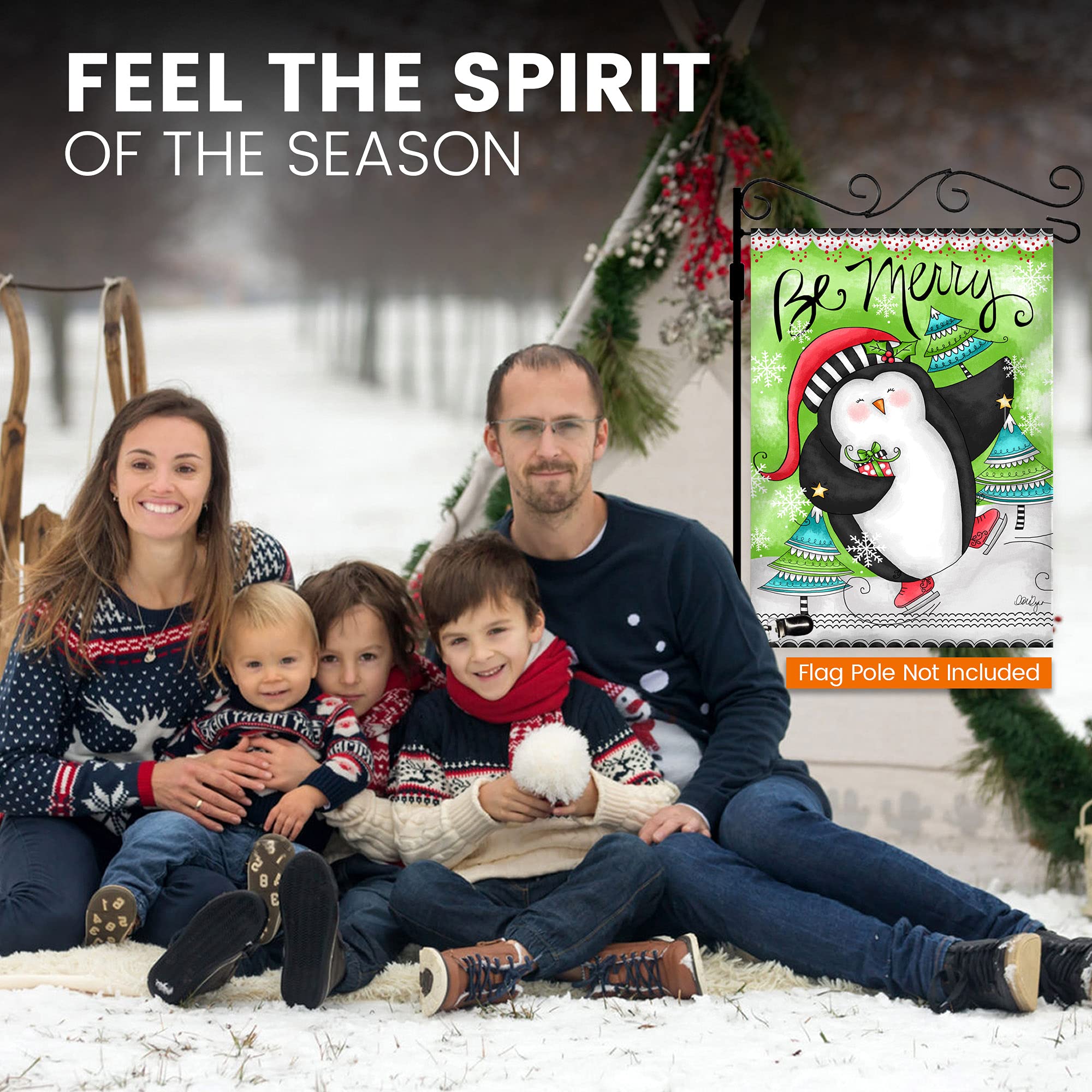 Joyeux Drapeau De Jardin De Noël, Double Face, Pommes De Pin, Drapeaux