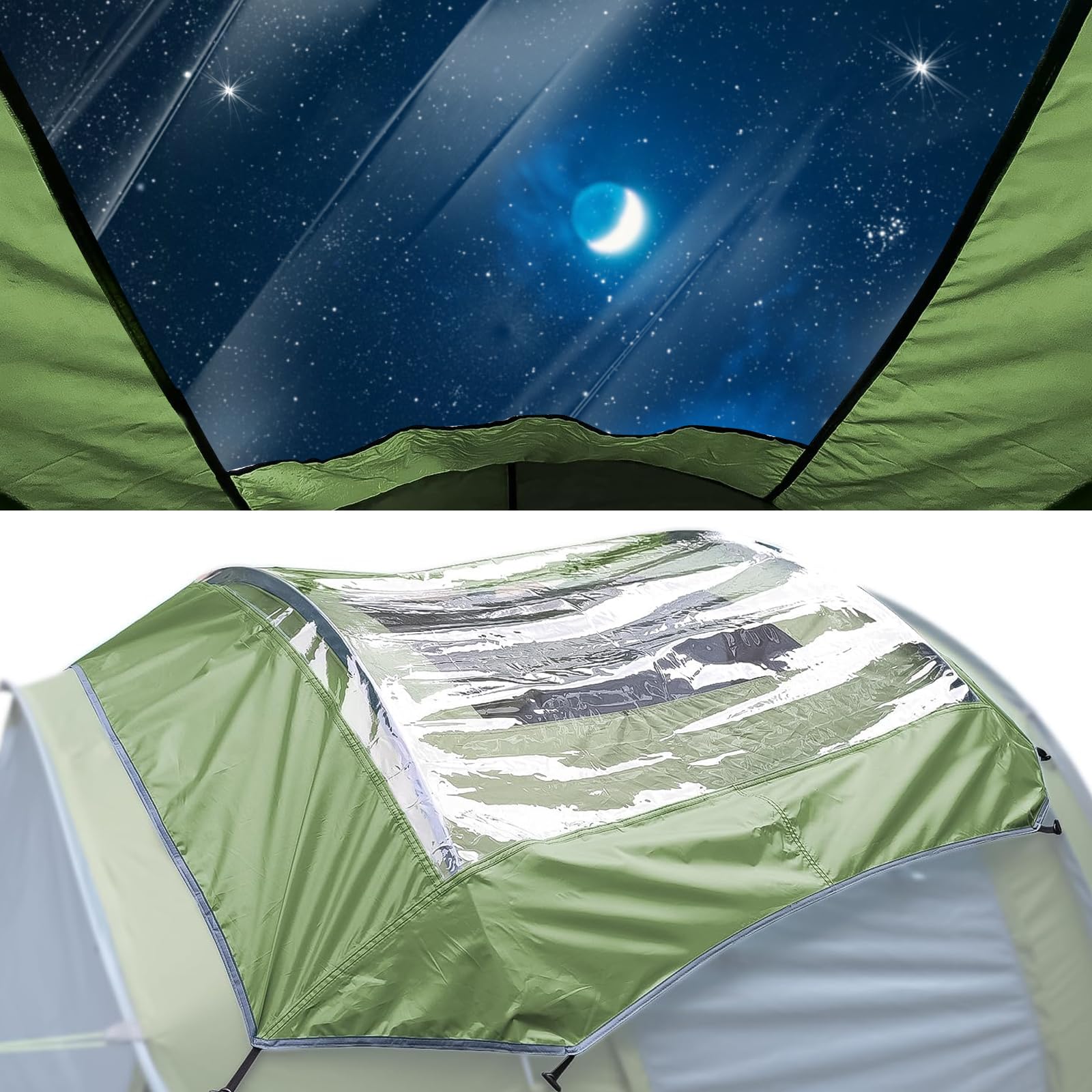 Transparent Tent Tarp Replacement for Ayamaya 4 Person Pop up Tent,Clear Part of Camping Rain Tarp Over Tent 3.7 * 3.4ft,Wide Field of View in Rainy Days/Moonlit Night/Stargazing/Beach/Camping